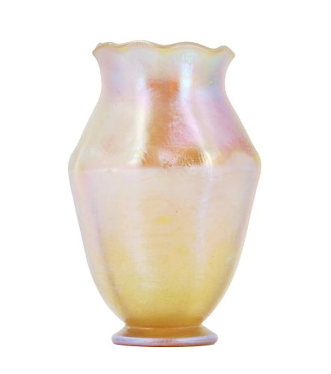 Louis Comfort Tiffany Iridescent Gold Favrile Glass Vase