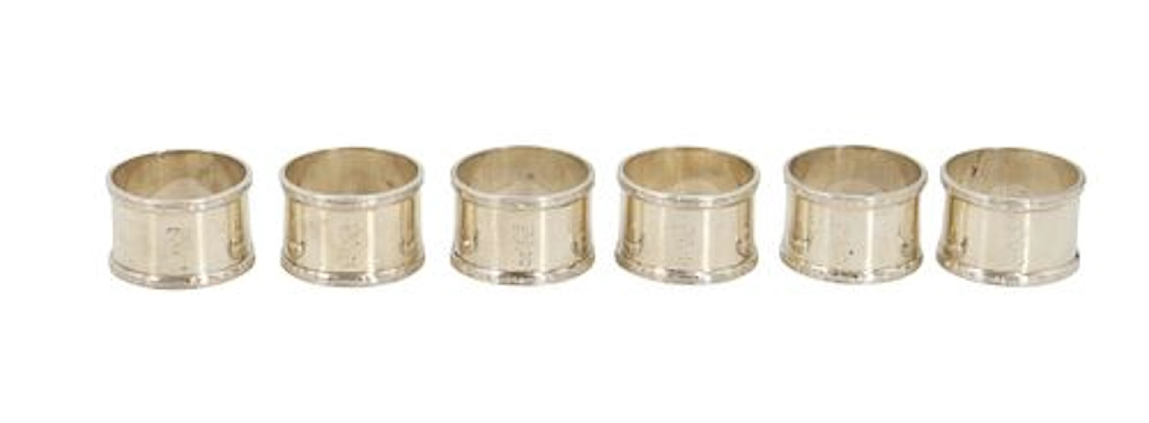 (6) Thomas Bradbury & Sons Sterling Silver Napkin Rings - 8.905 ozt.