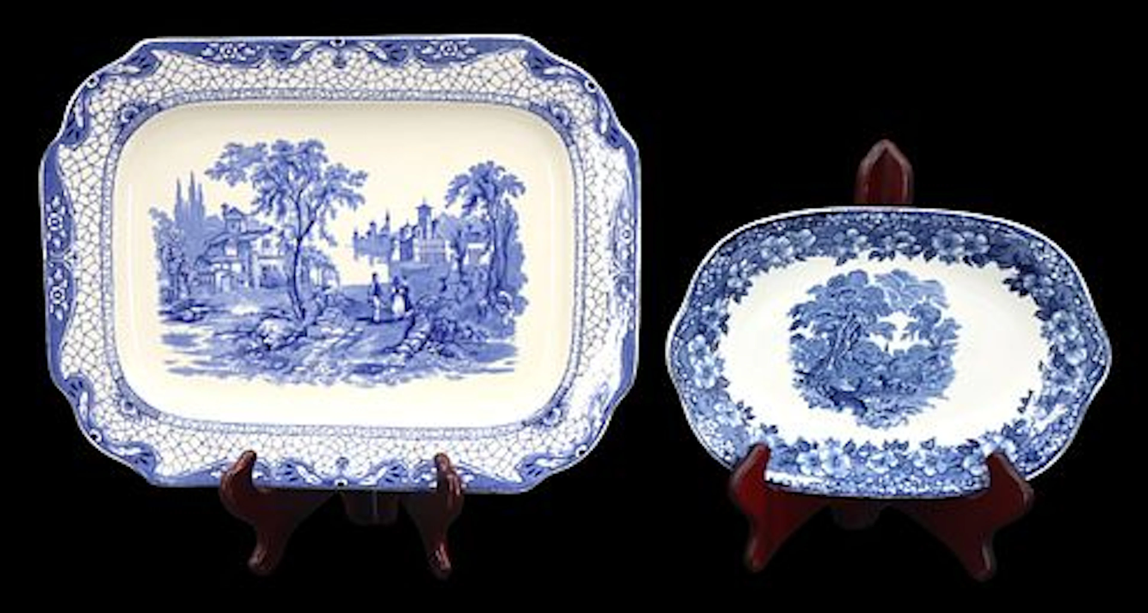 (2) Vintage English Blue and White Porcelain Trays