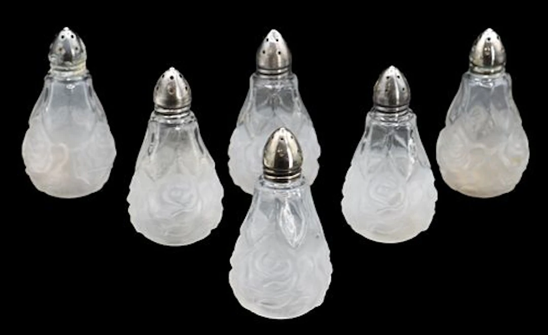 (6) Sterling Silver Topped Crystal Salt and Pepper Shakers