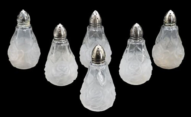 (6) Sterling Silver Topped Crystal Salt and Pepper Shakers