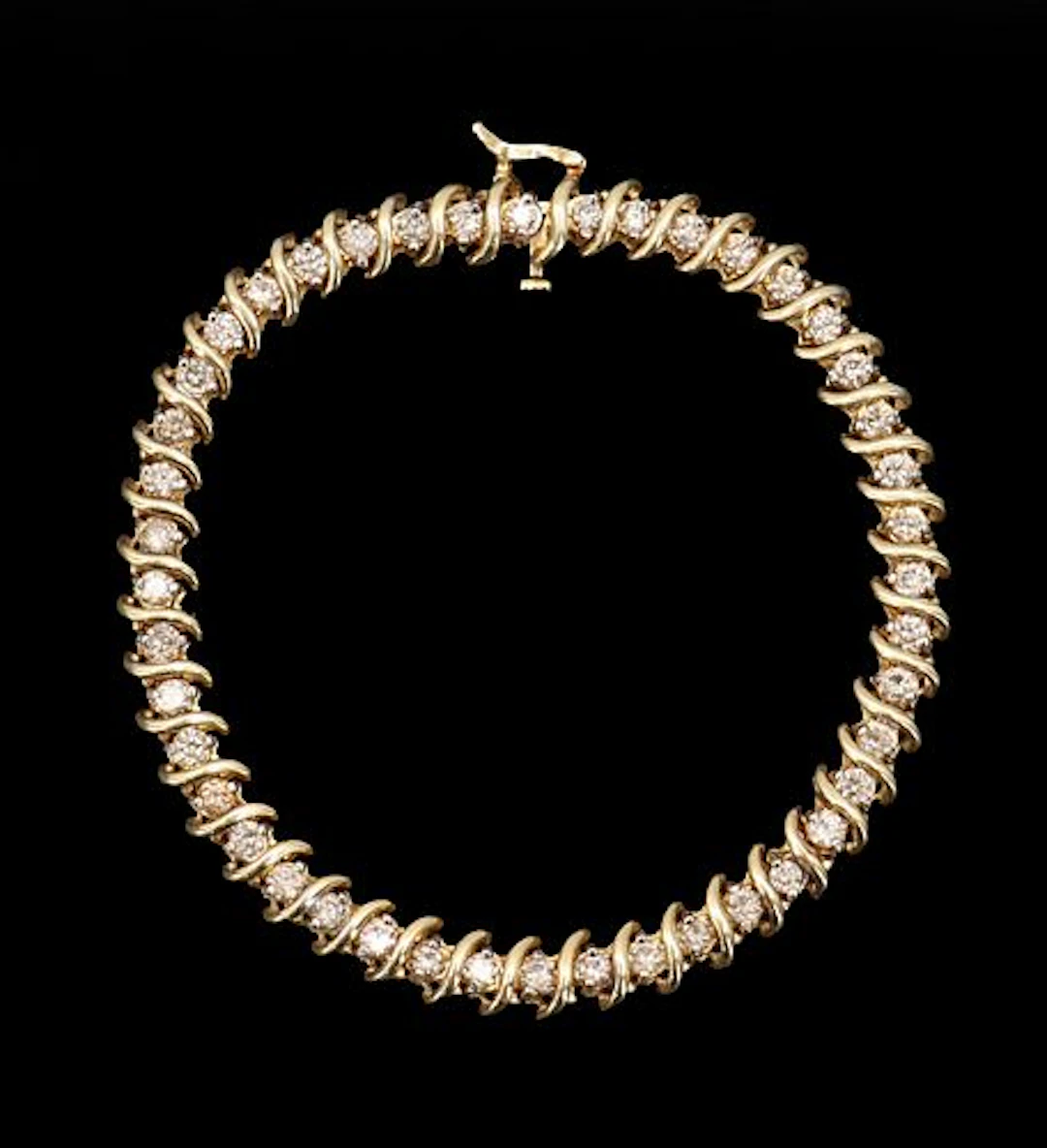14k Gold and Diamond S Link Line Bracelet - Gross 15.4 g.
