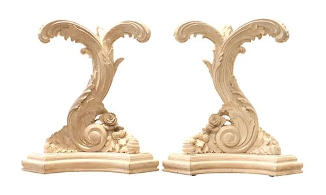 (2) Rococo Tri-Top Acanthus Leaf Form Table Bases - AS IS