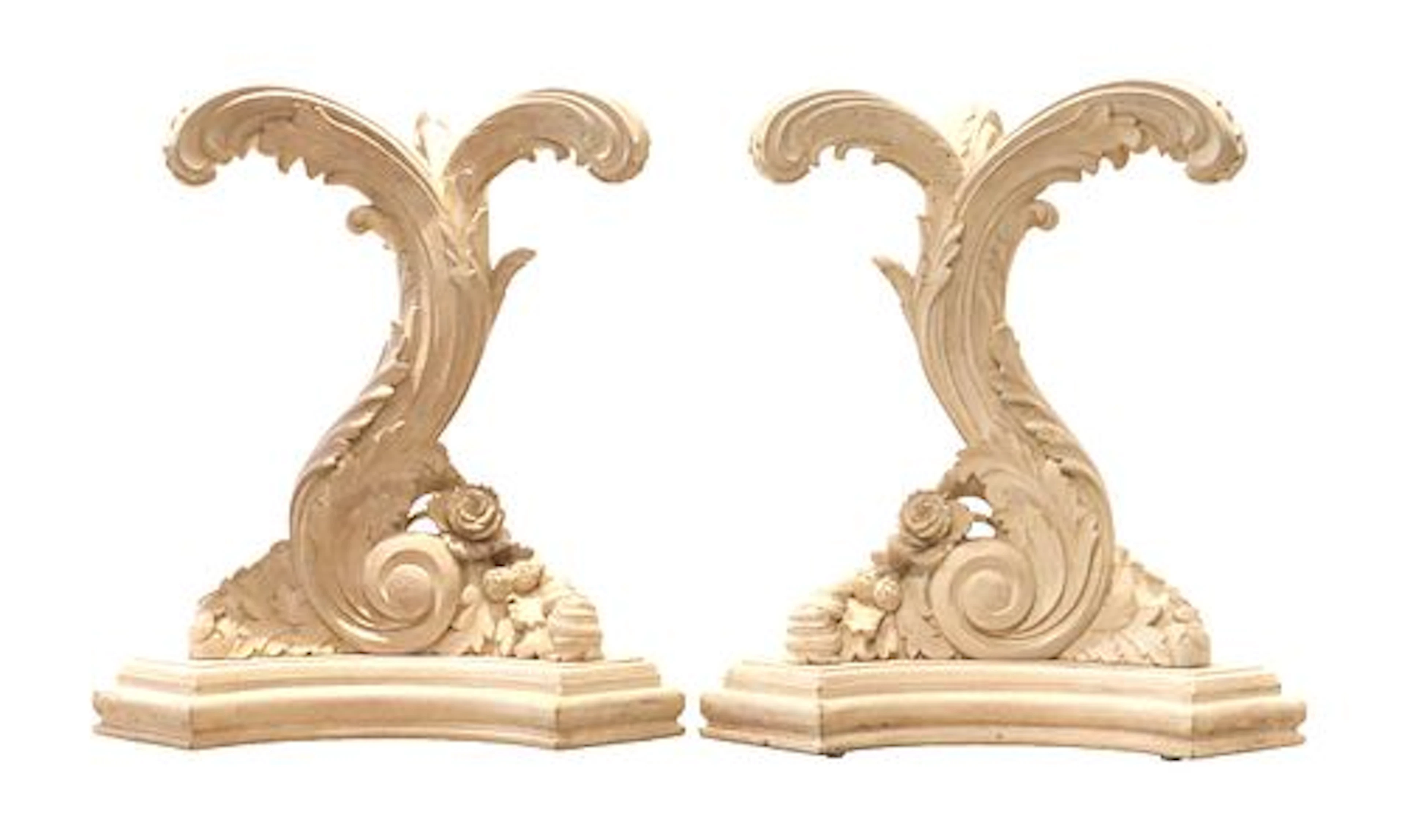 (2) Rococo Tri-Top Acanthus Leaf Form Table Bases - AS IS