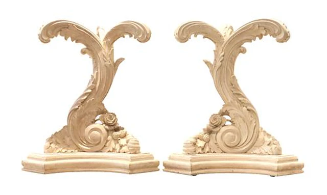 (2) Rococo Tri-Top Acanthus Leaf Form Table Bases - AS IS