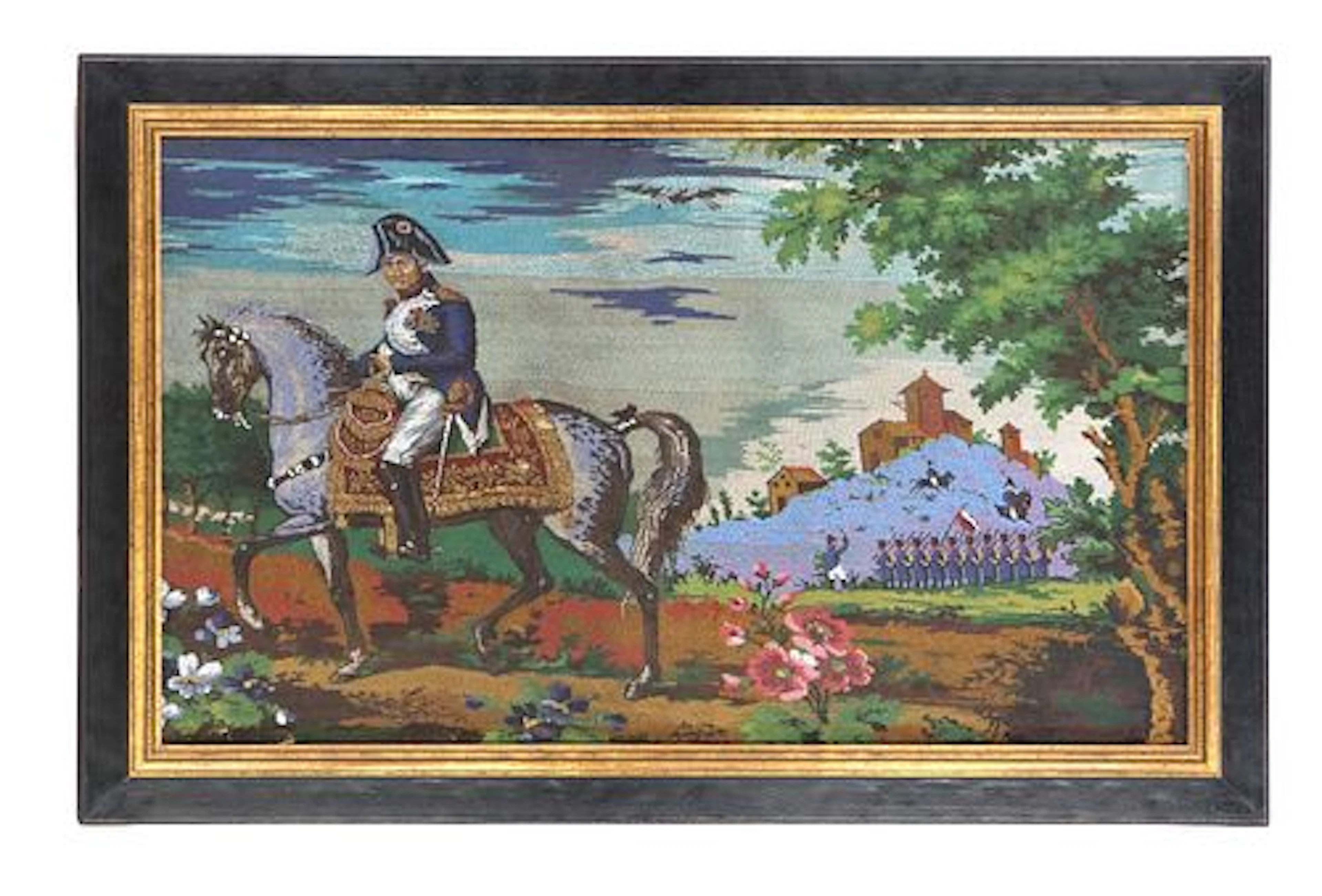 Framed French Micro-Beadwork (Sable) Panel Depicting Napoleon Bonaparte