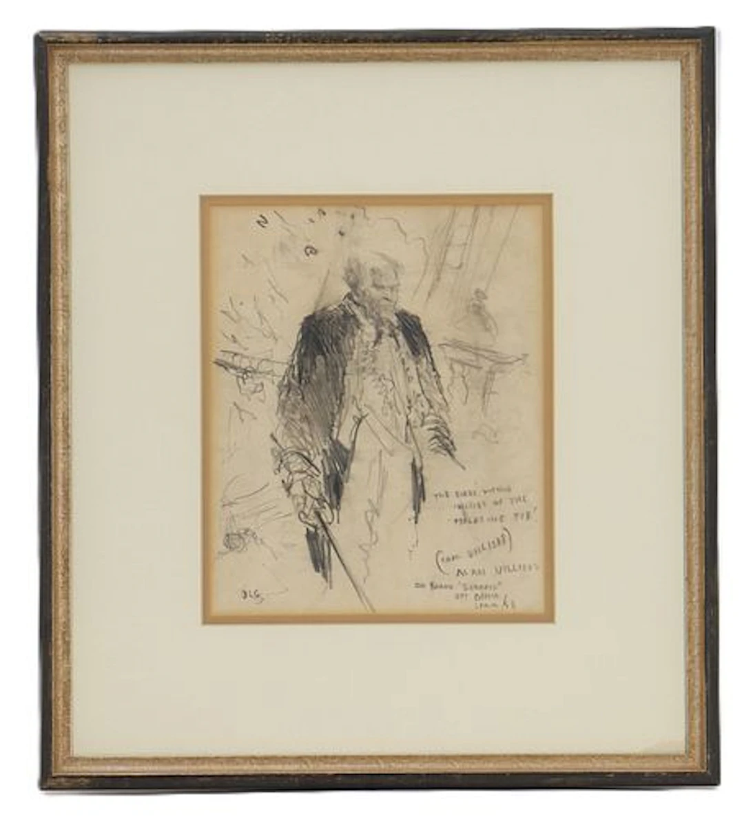 Charcoal Sketch of Captain Alan Villiers (1903-1982) on the Film Set