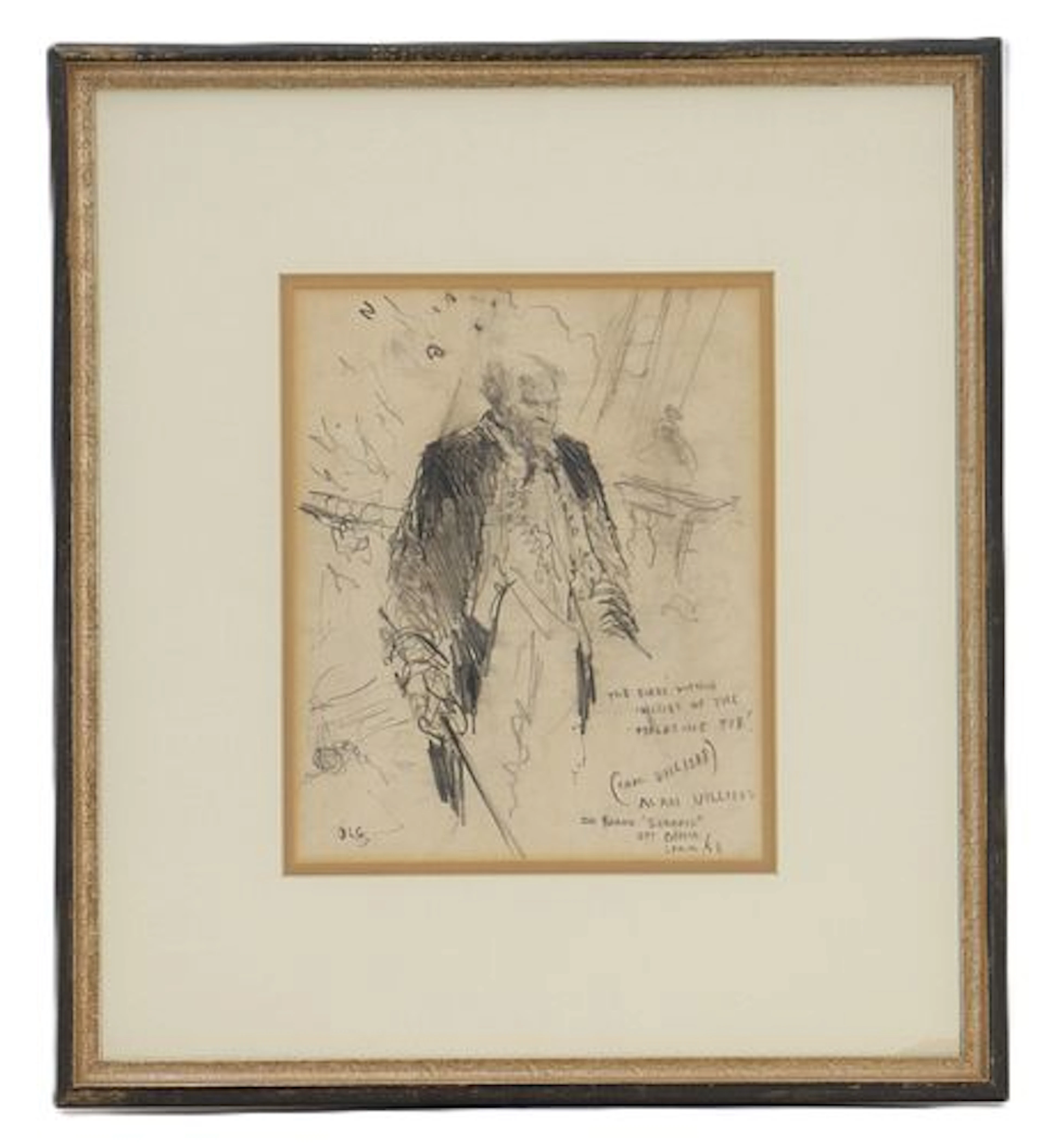 Charcoal Sketch of Captain Alan Villiers (1903-1982) on the Film Set