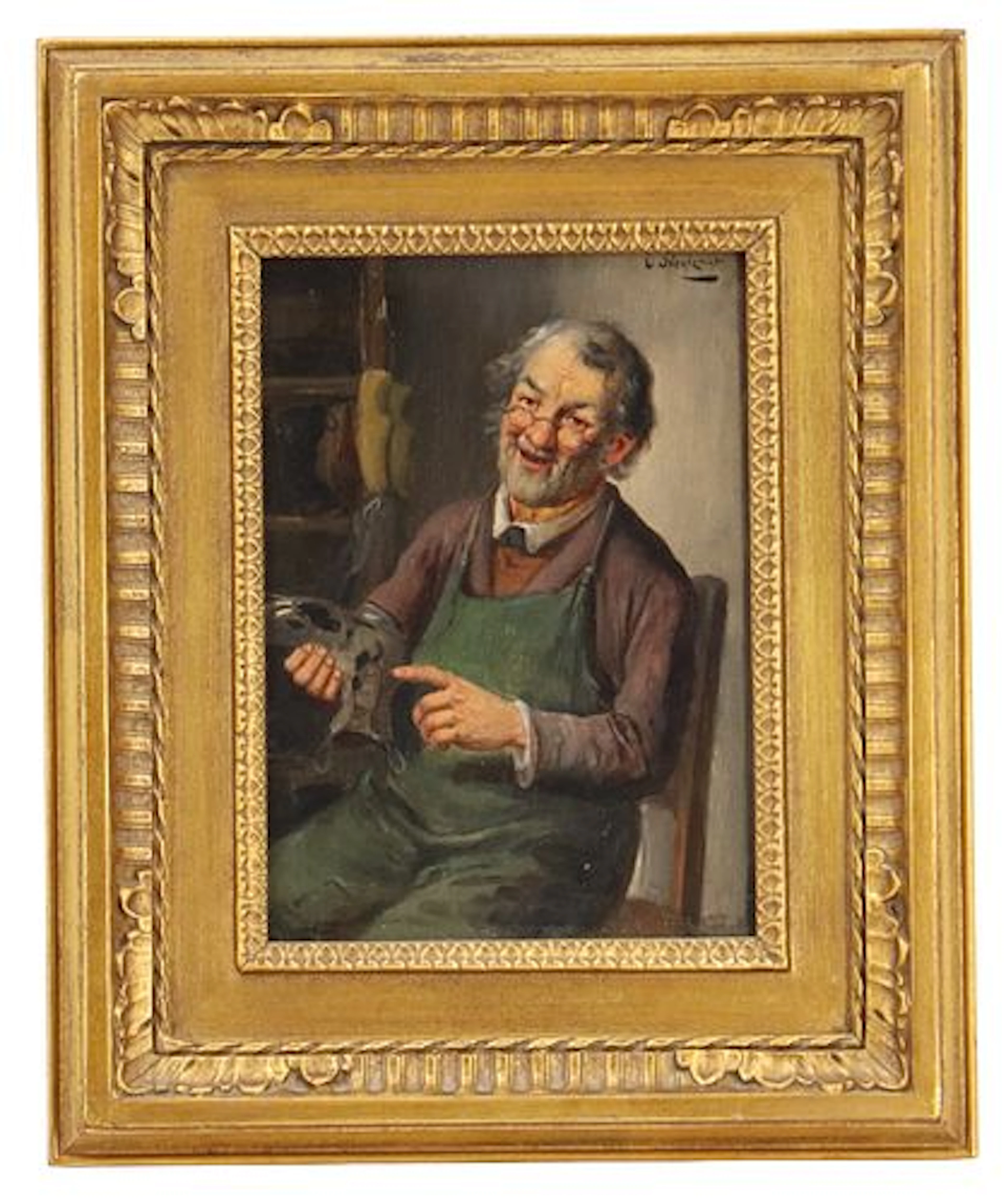 Konstantin Steitzner (1863-1933) German/Austrian, Oil on Panel "The Shoemaker"