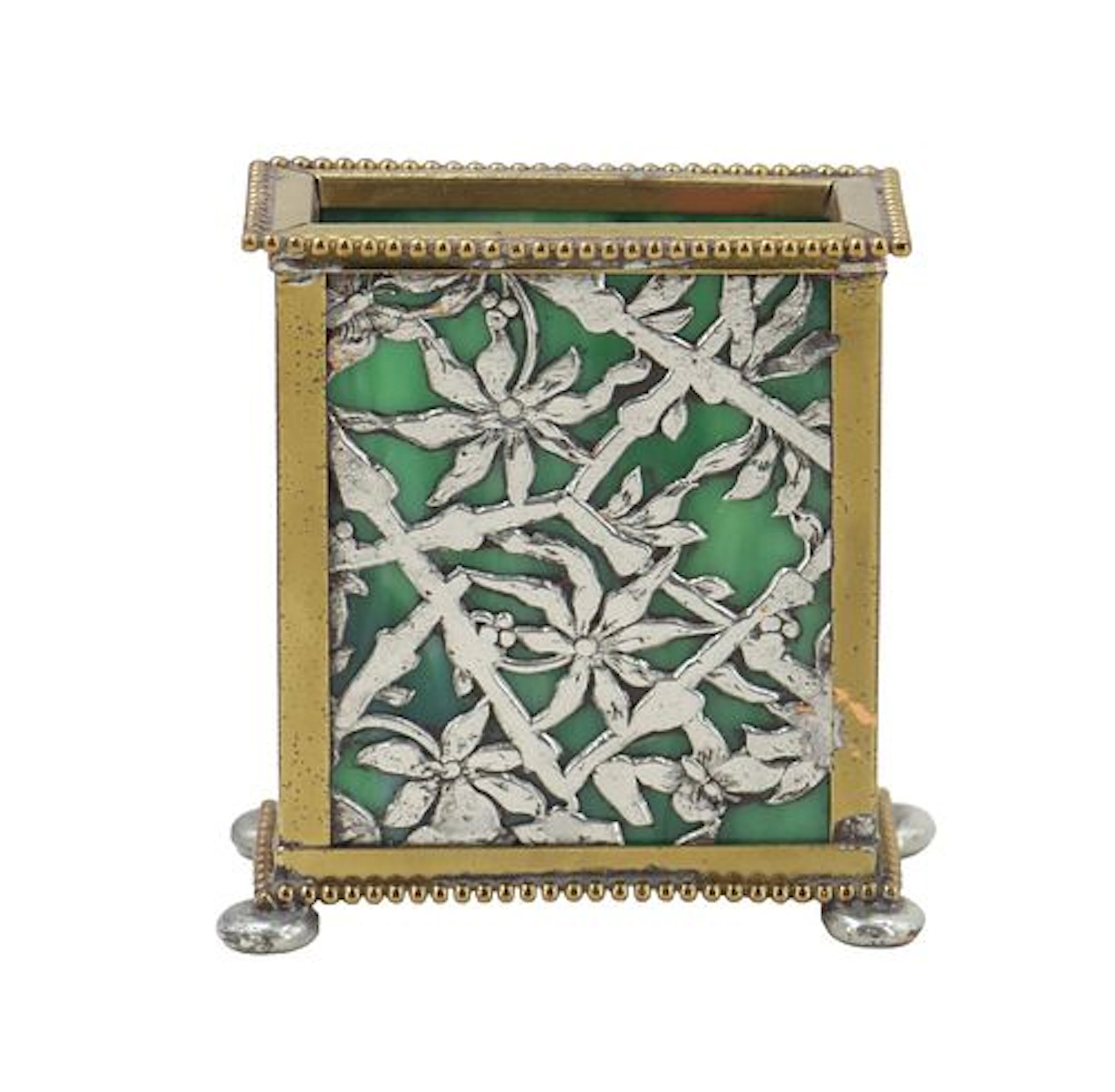 Tiffany Studios New York Bronze and Slag Glass Pen Holder