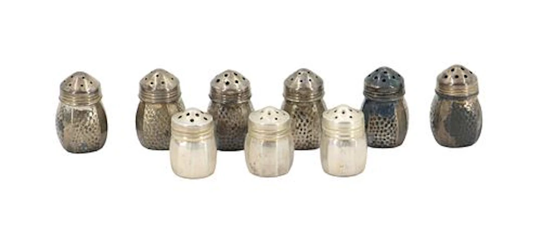 (9) Vintage American Sterling Silver Miniature Salt and Pepper Shakers