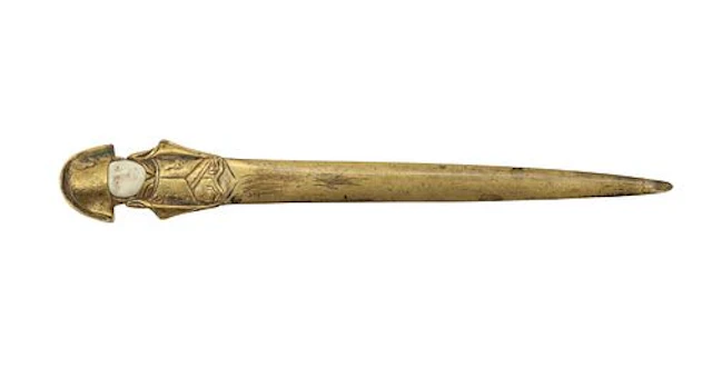 19th Century French Bronze and Bone Figural Napoleon Letter Opener