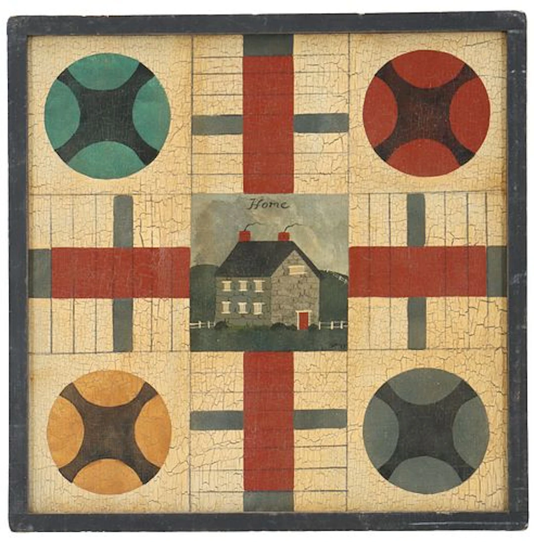 Vintage 19th Century Style Hand Painted Game Board