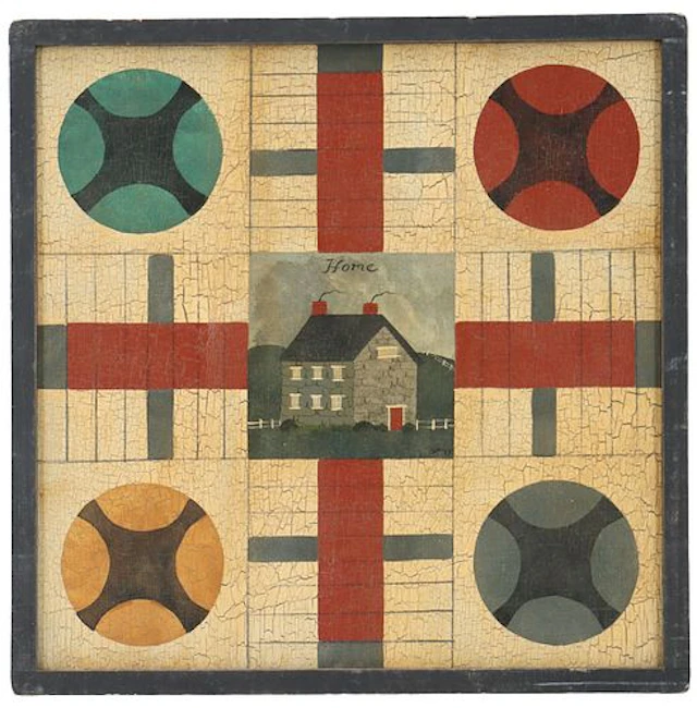 Vintage 19th Century Style Hand Painted Game Board
