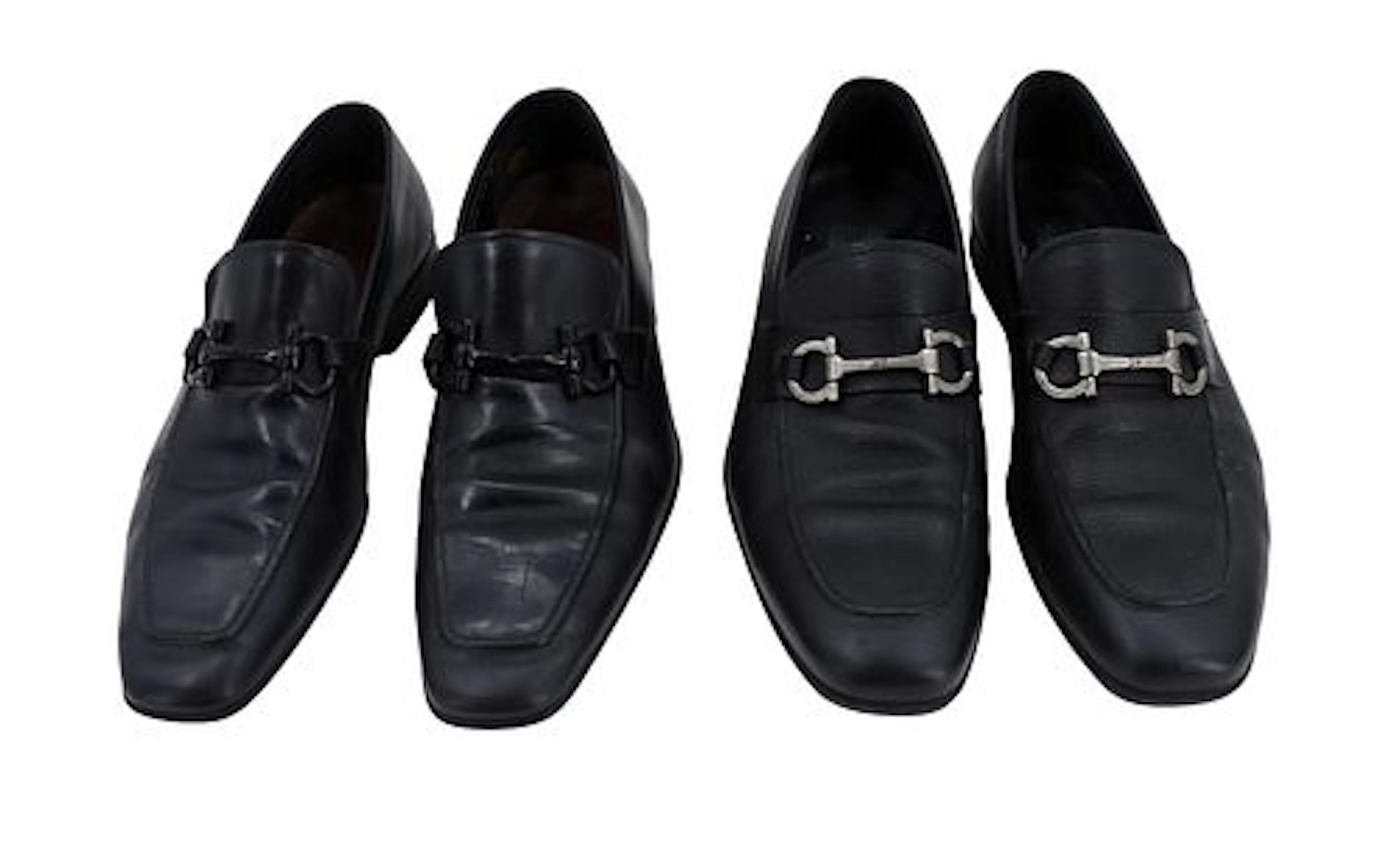 (2) Pairs of Men's Black Leather Bit Loafers – Salvatore Ferragamo & Via Spiga