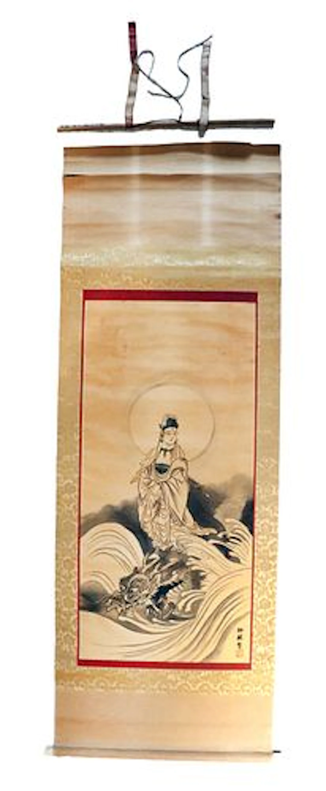 Japanese Kakejiku Hanging Scroll with Guanyin on Dragon Image