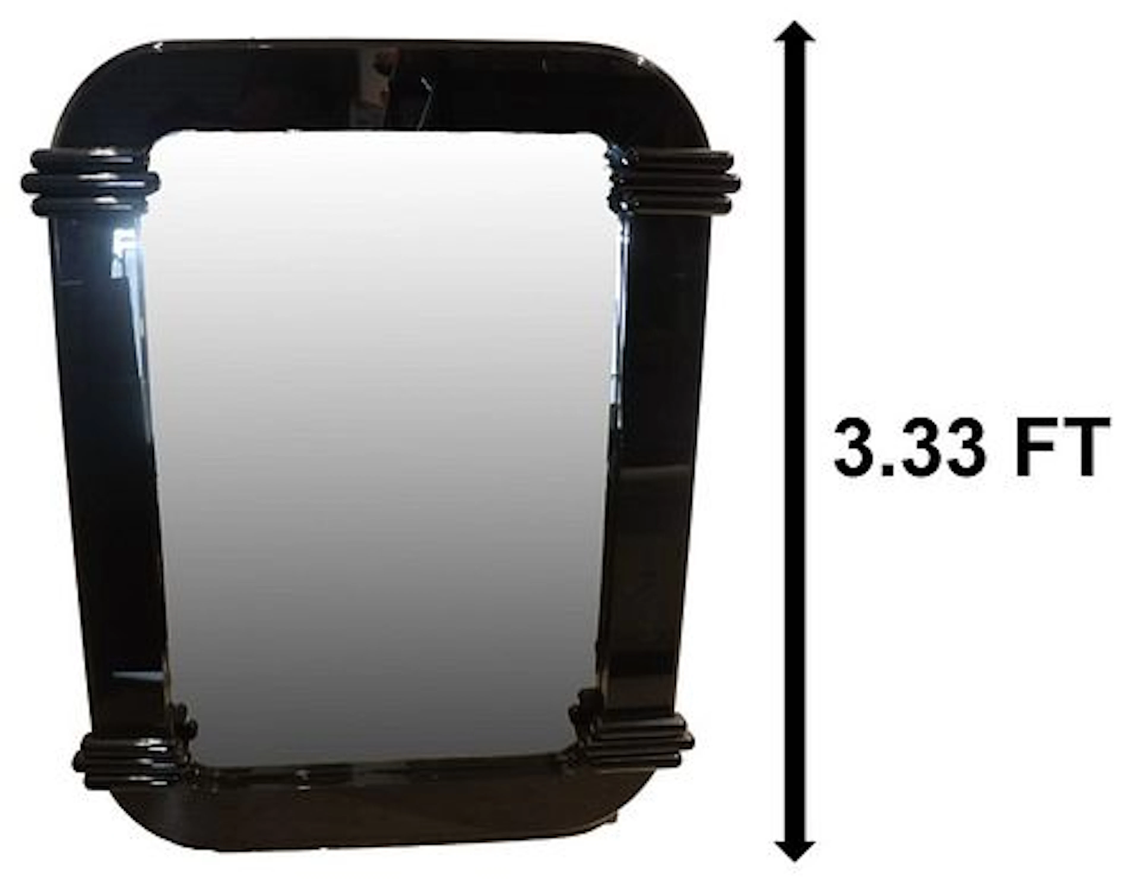 Asian-Inspired Black Lacquered Wall Mirror