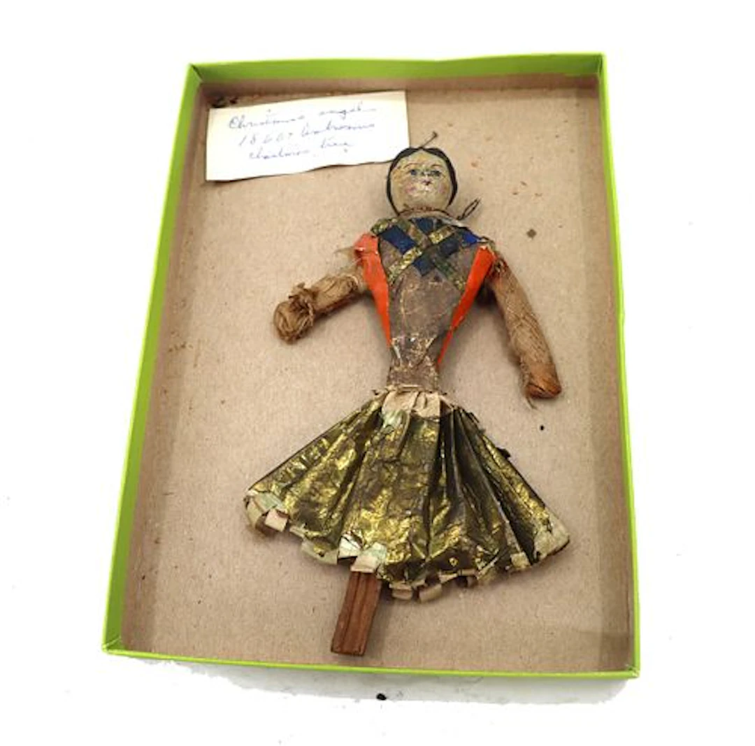1860 Romanian Ambrosius Hand Made Folk Art Christmas Angel Tree Topper Doll