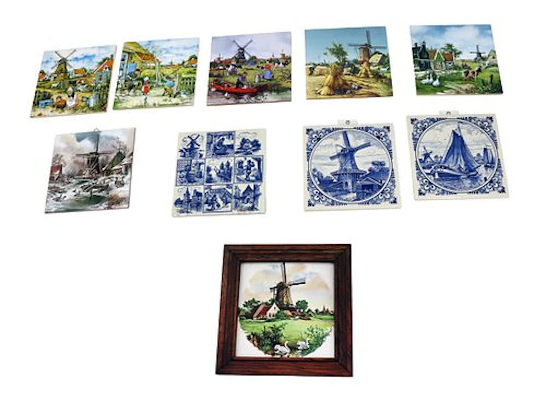 (10) Dutch Delft Painted Ceramic Tiles