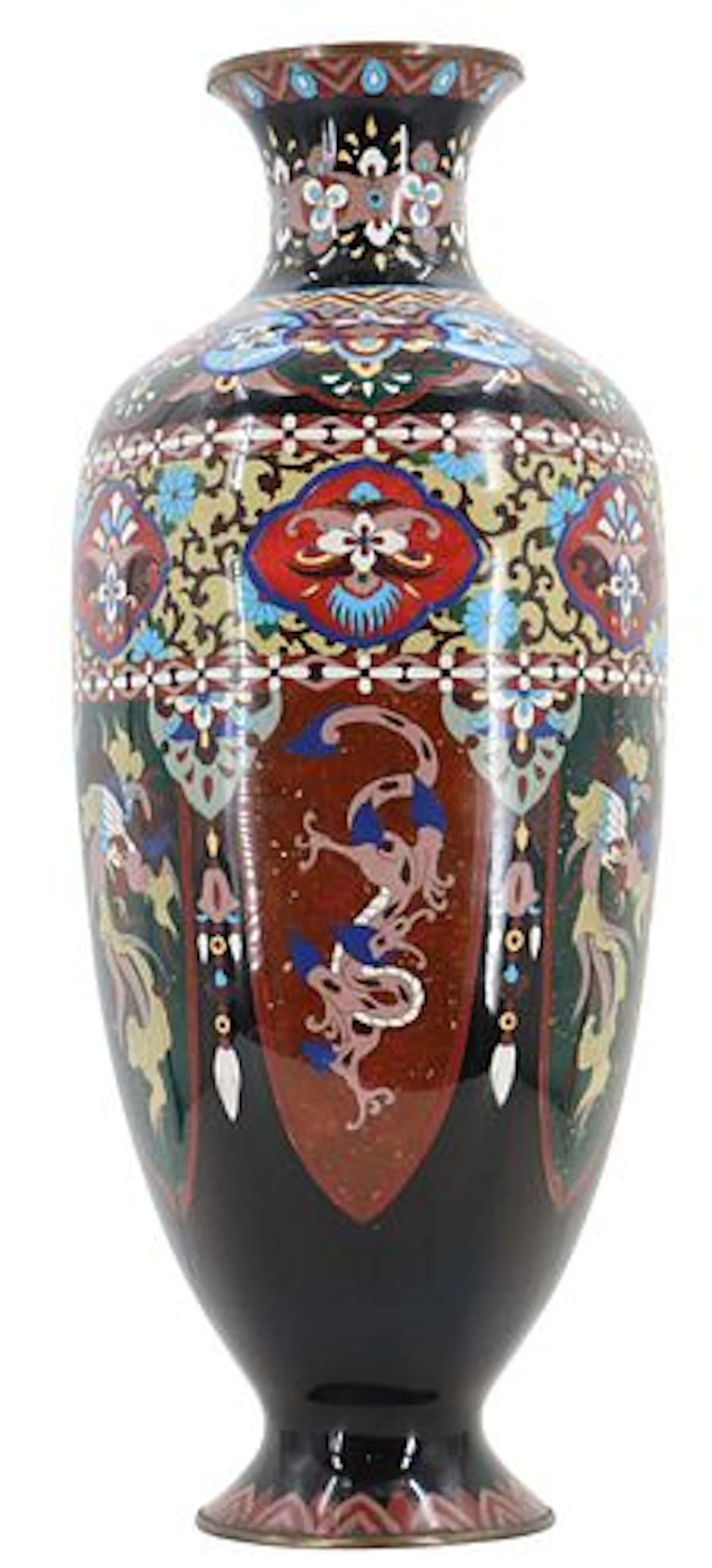 Vintage Japanese Cloisonne Console Vase