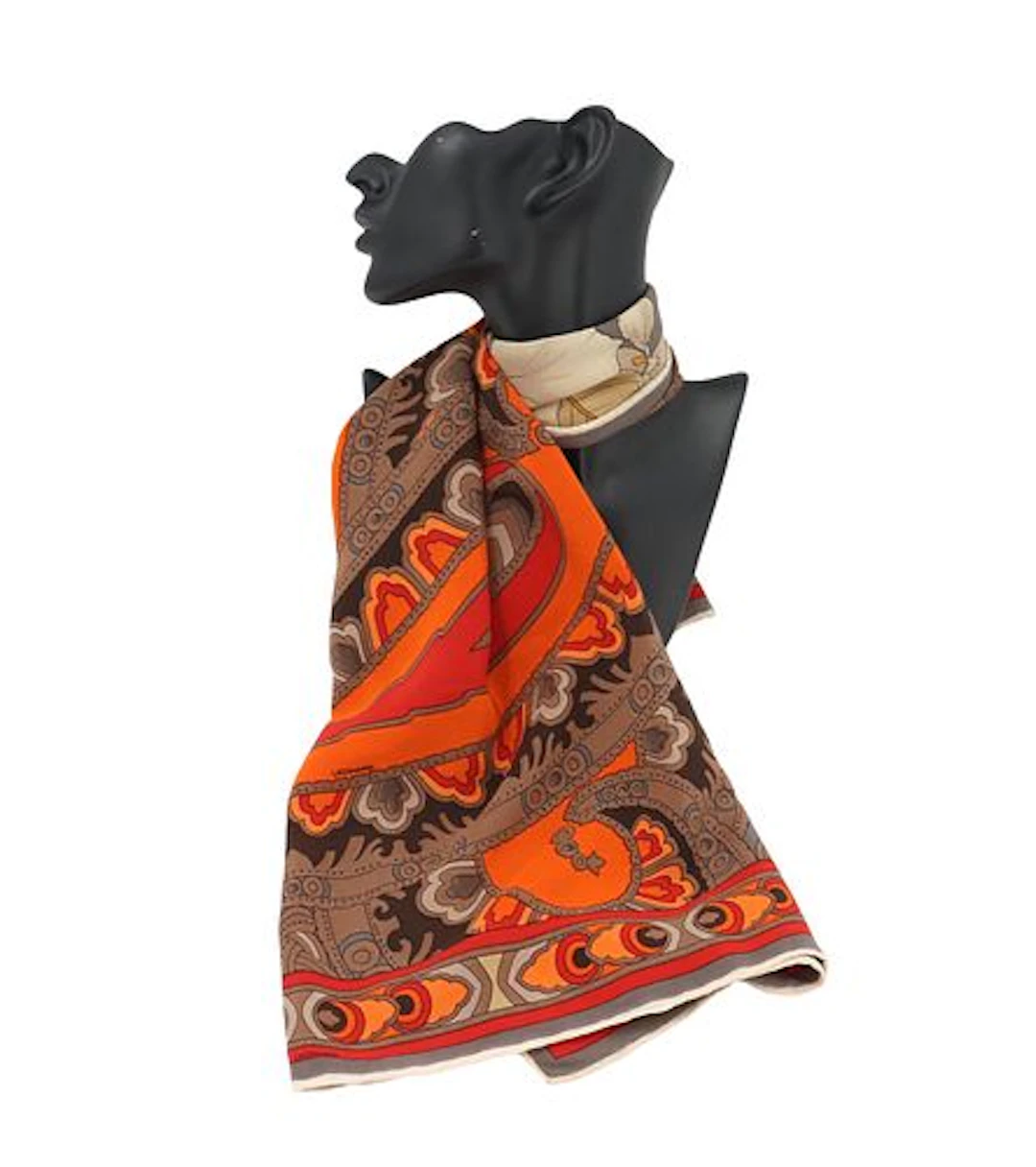 Leonard Paris Red Paisley Silk Scarf