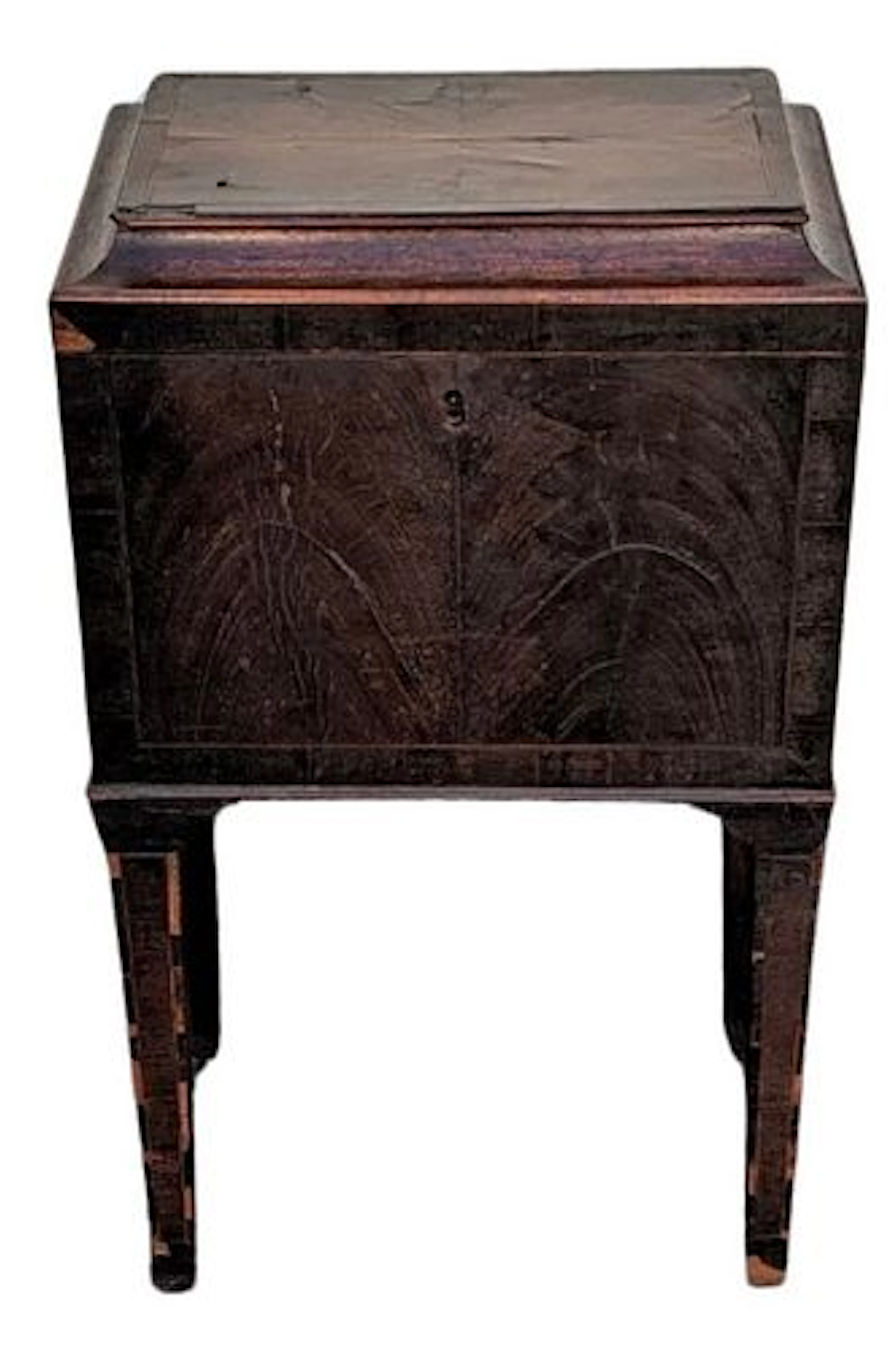 Antique 18th Century Mahogany Veneer Cellarette with Lock & Key