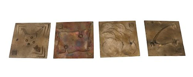 Paolo Soleri (1919–2013) Italian/American, (4) Cast Bronze Tiles