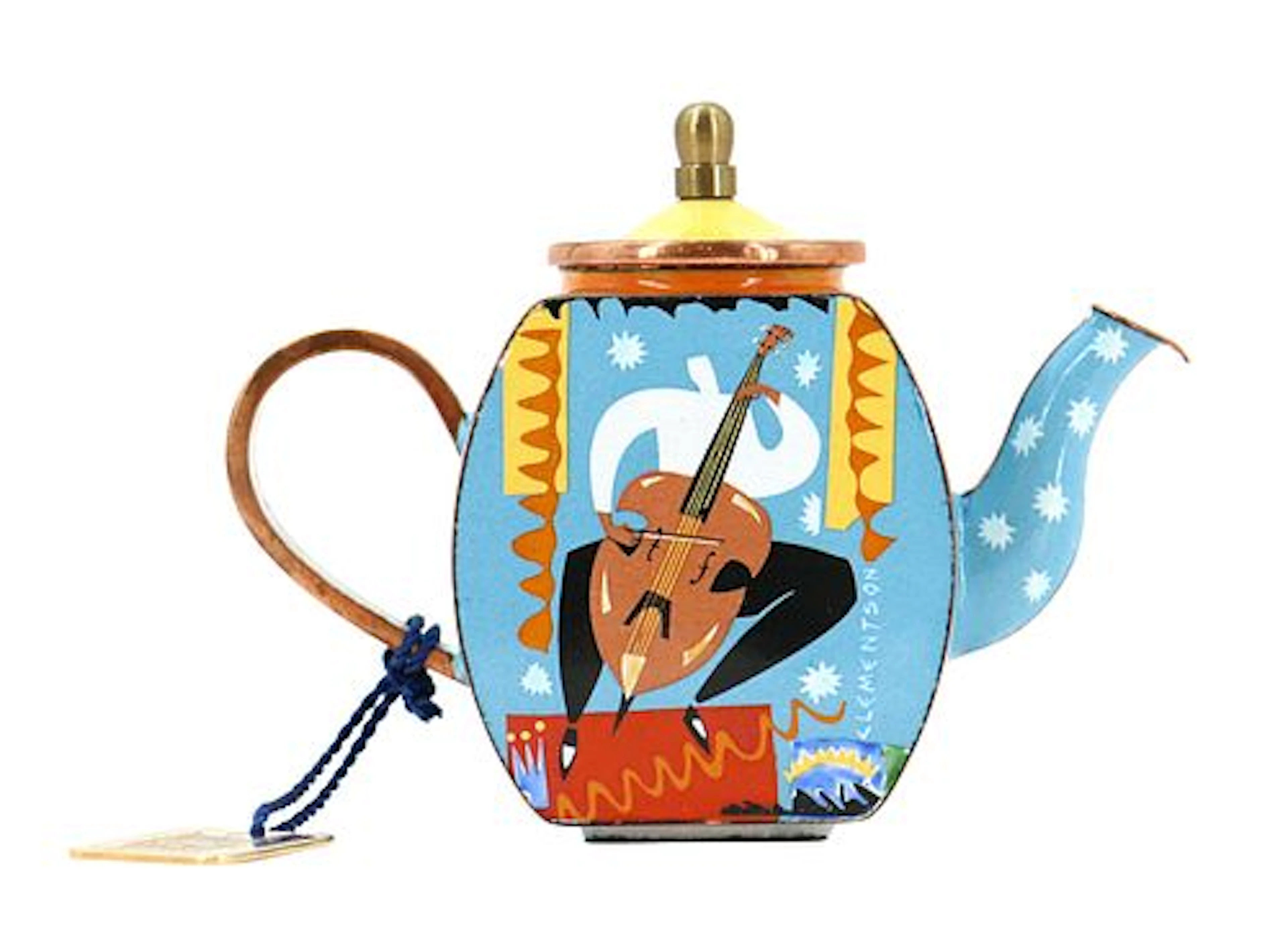 Trade Plus Aid Copper and Enamel Teapot