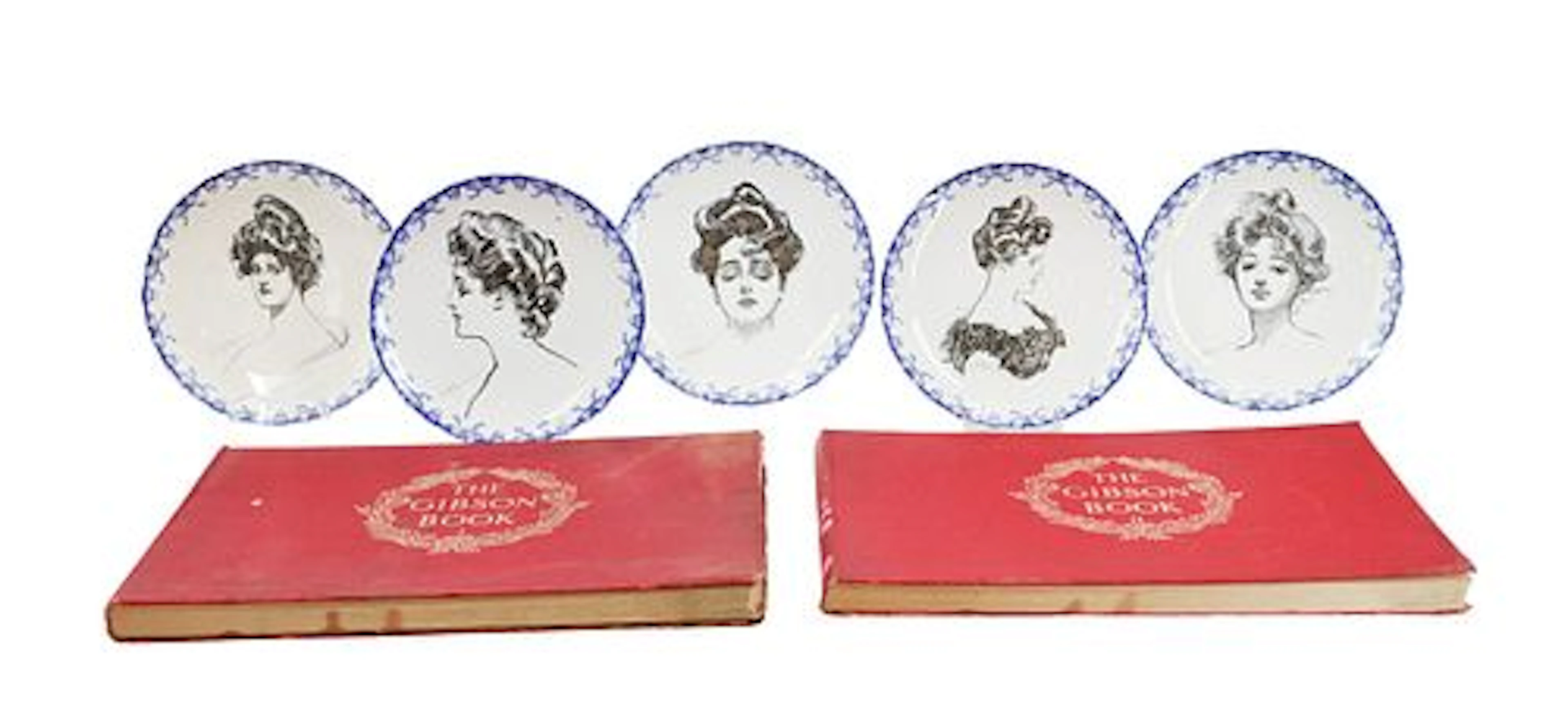 The Gibson Book Vols. I & II and (5) Royal Doulton Porcelain Plates