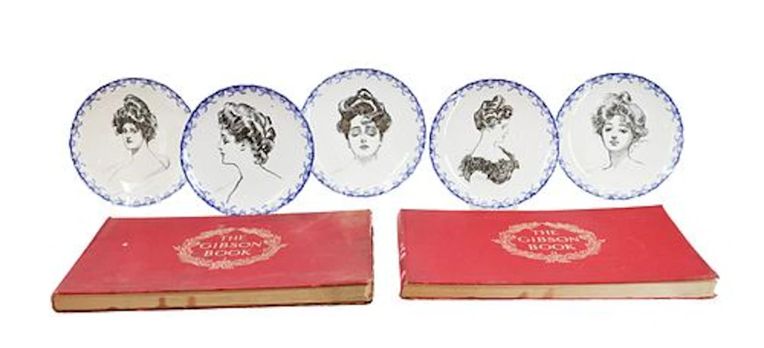 The Gibson Book Vols. I & II and (5) Royal Doulton Porcelain Plates