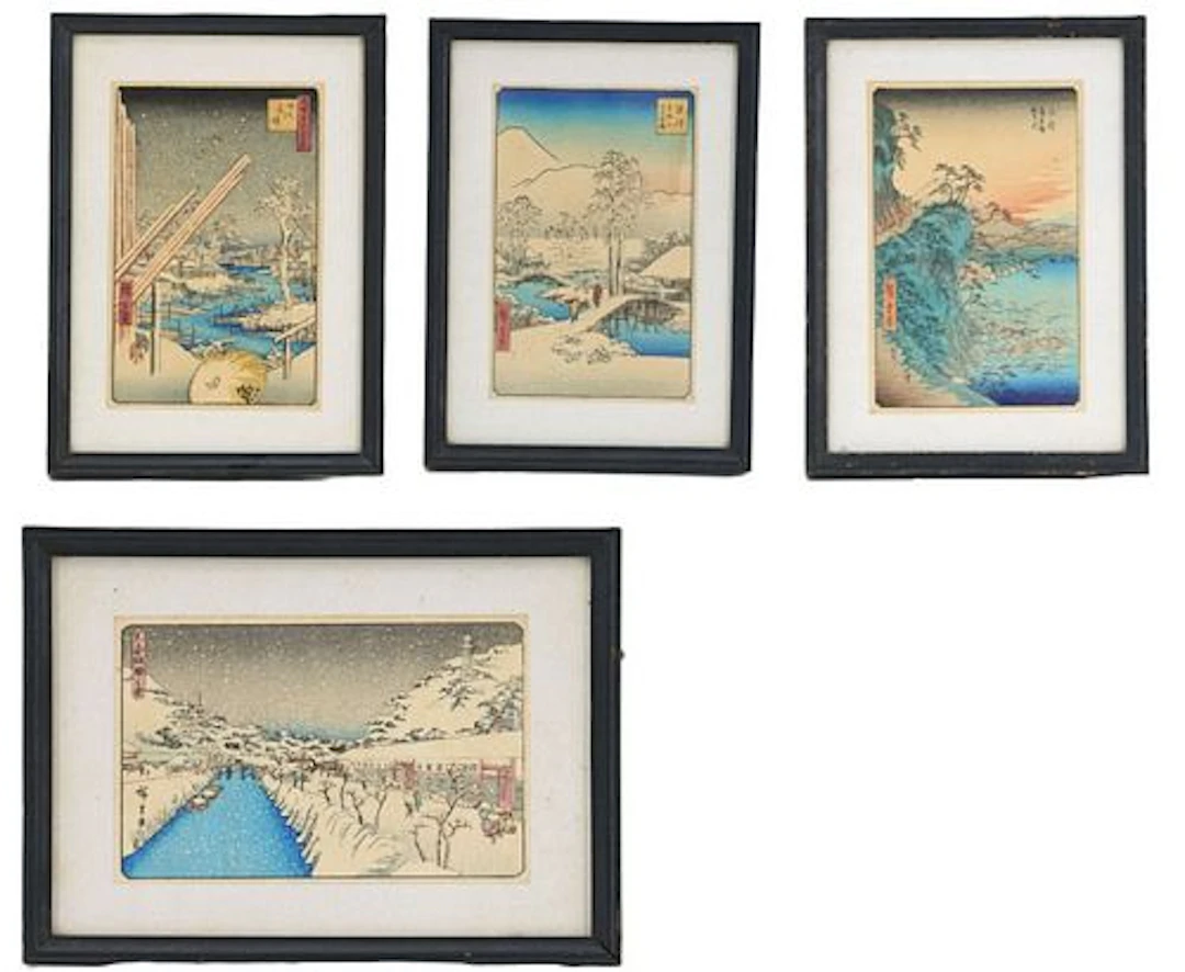 Utagawa Hiroshige (1797-1858) Japan, (4) Woodblock Winter Landscape Prints