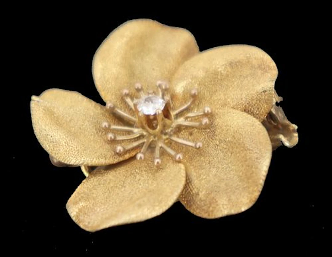 Tested 14k Gold & Diamond Brooch/Pendant - Gross 3.3 g.