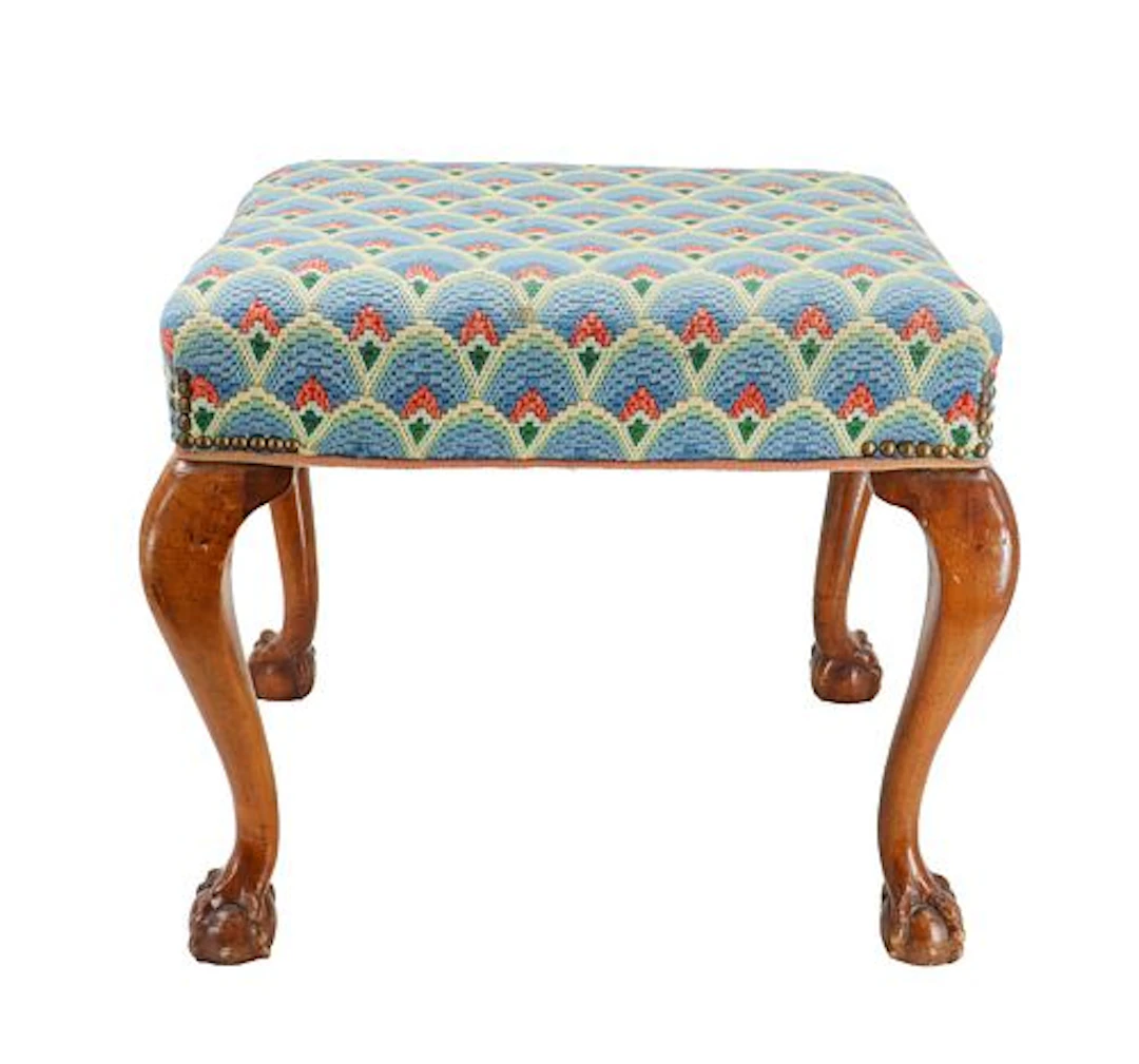 Chippendale Style Bargello Needlepoint and Mahogany Foot Stool with