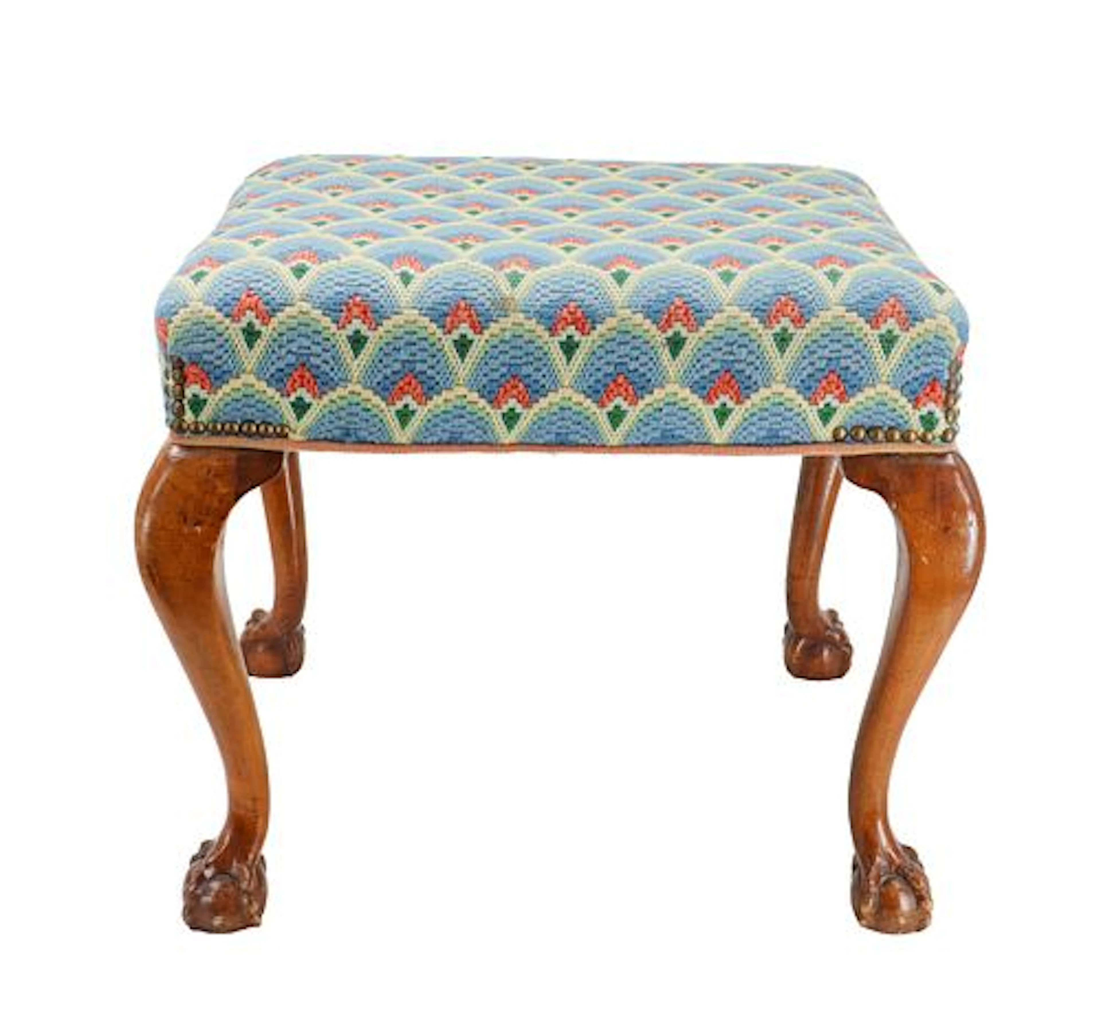 Chippendale Style Bargello Needlepoint and Mahogany Foot Stool with