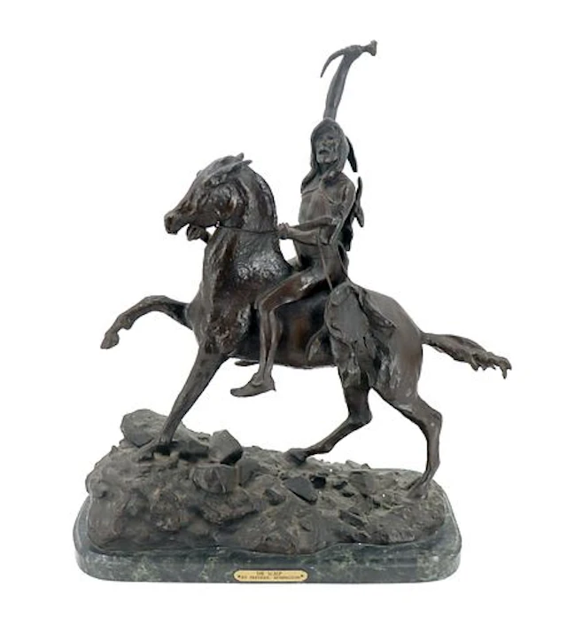 After Frederic Remington (1861-1909) American, "The Scalp" Bronze Sculpture