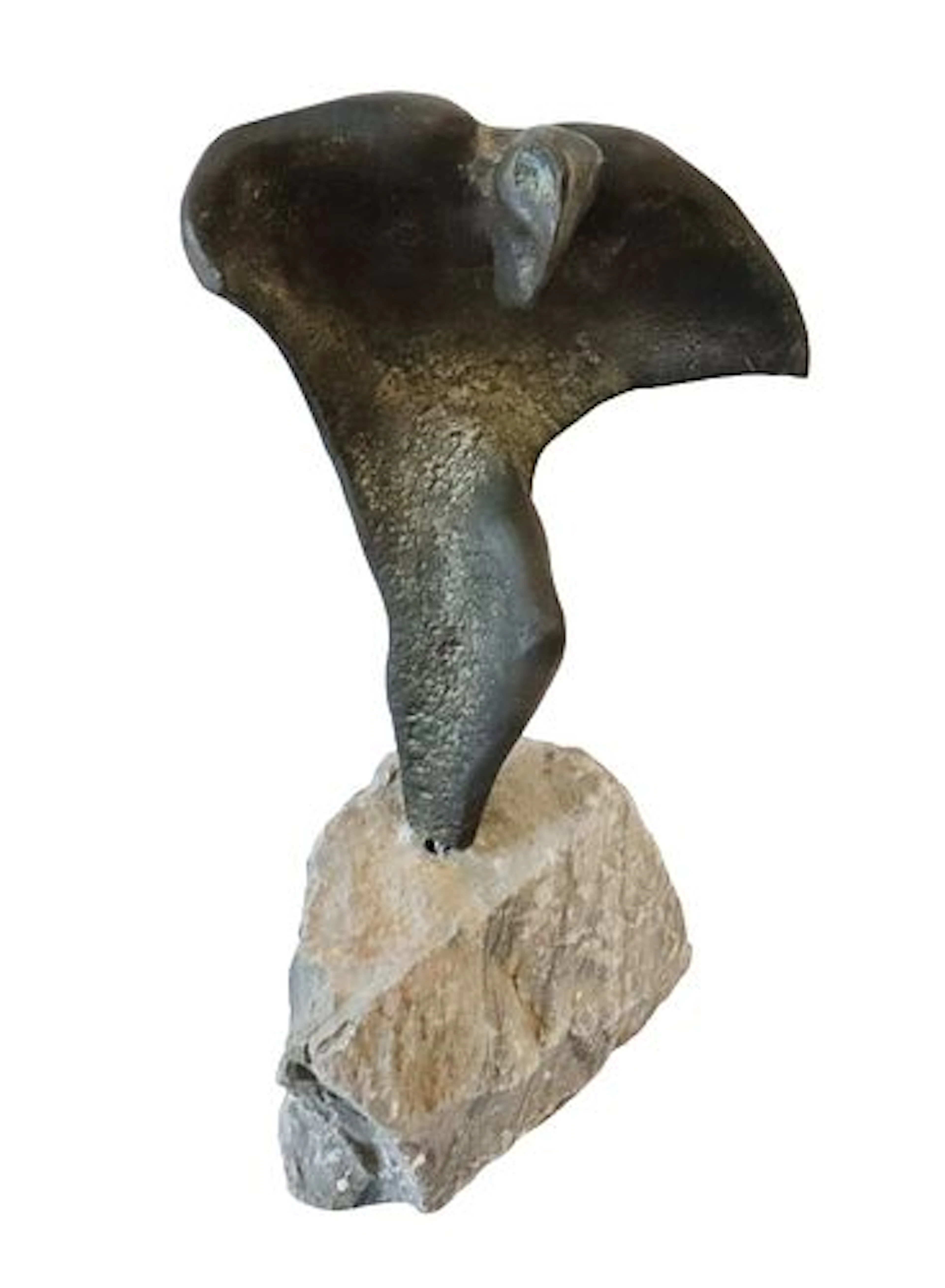 Mid Century Modern American Organic Stone and Abstract Figural Bronze Sculpture