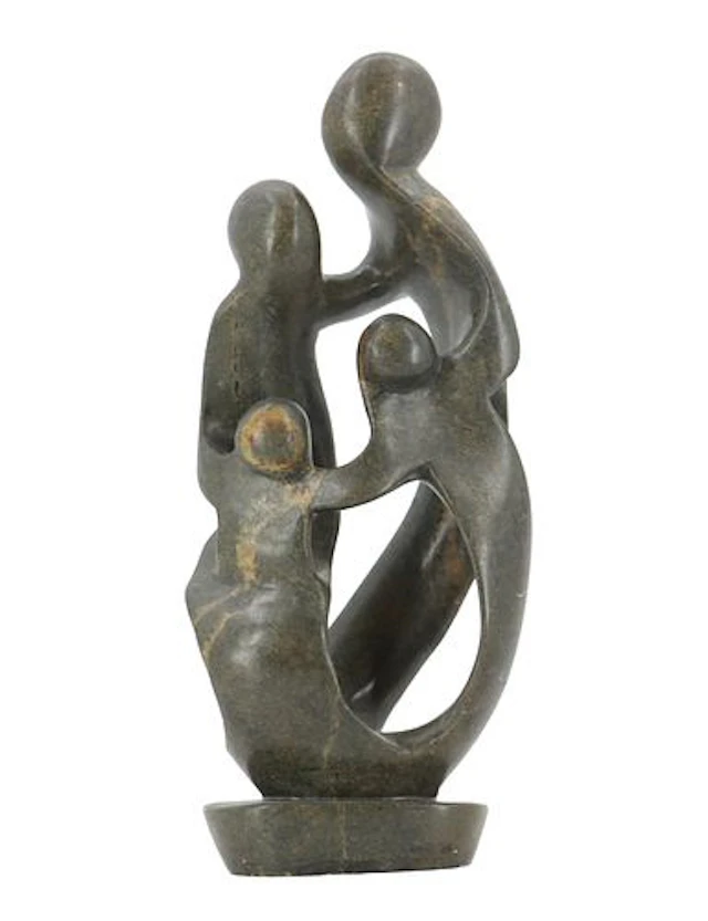 Shona Carved Soapstone Figural Family Sculpture
