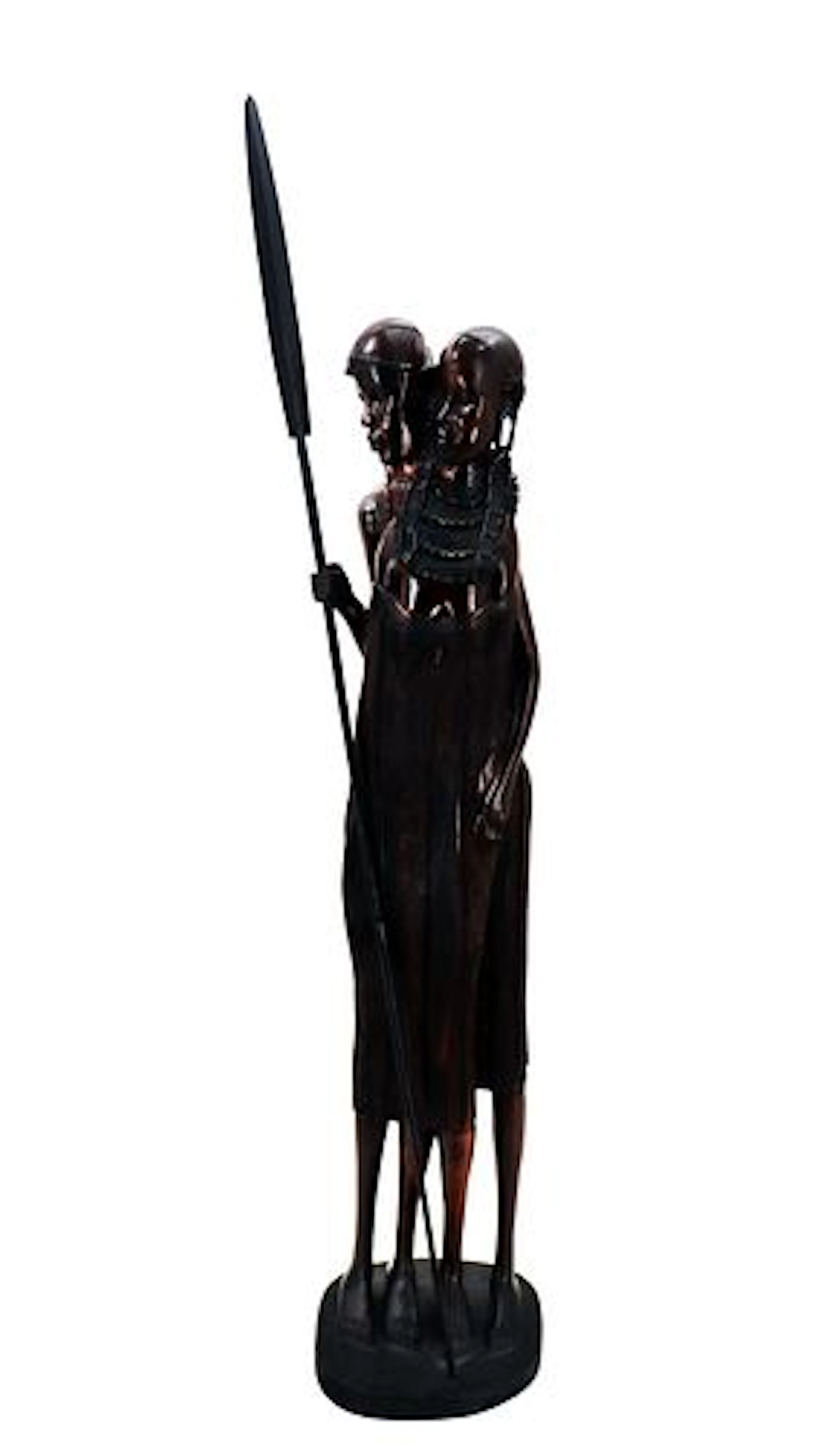 African Maasai Cared Wood Family Sculpture