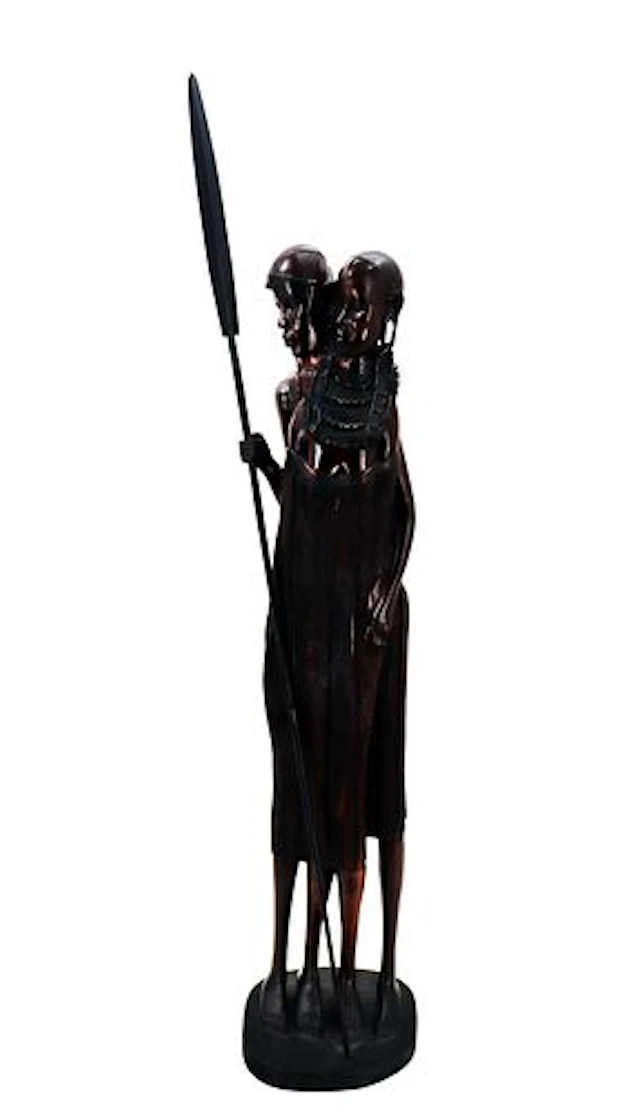 African Maasai Cared Wood Family Sculpture