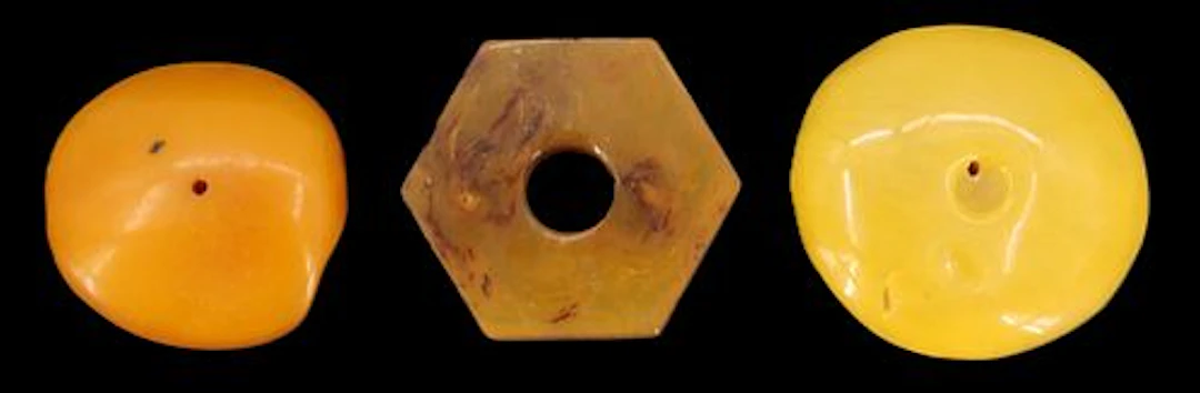 Three Large Yellow Amber Beads