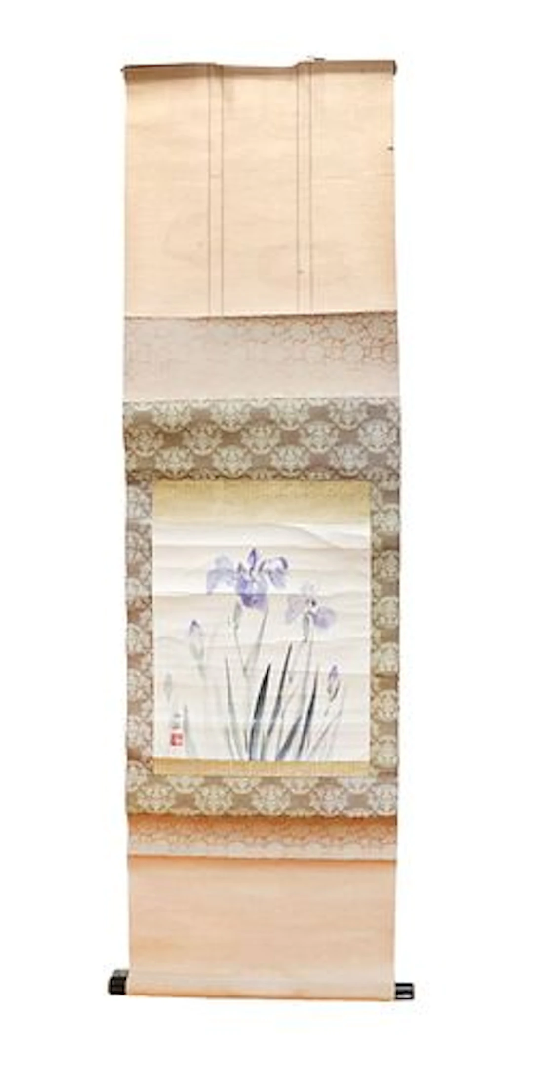 Japanese Kakejiku Hanging Scroll with Floral Image - AS IS