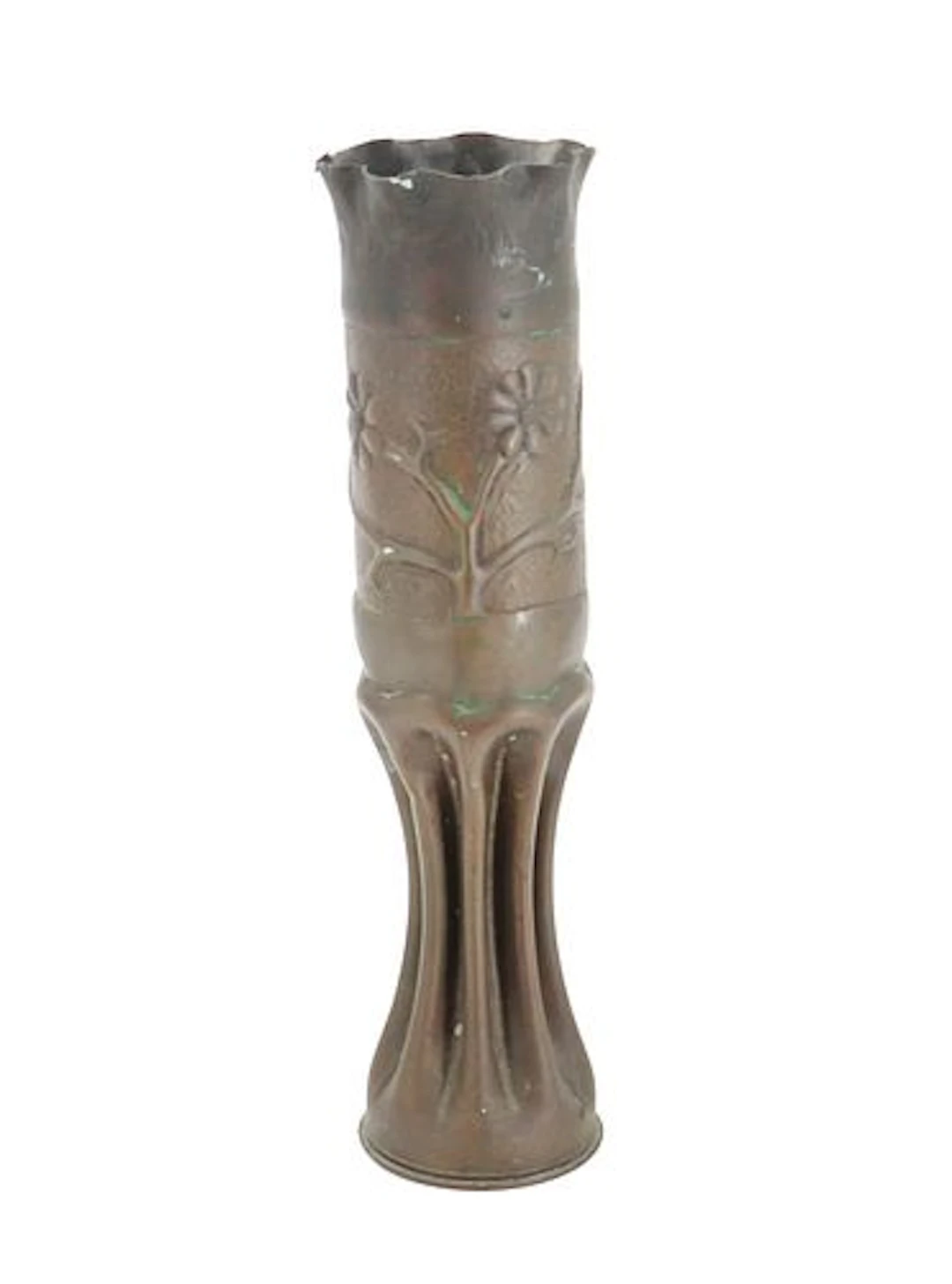 Antique World War I Trench Art Brass 75 MM Artillery Shell