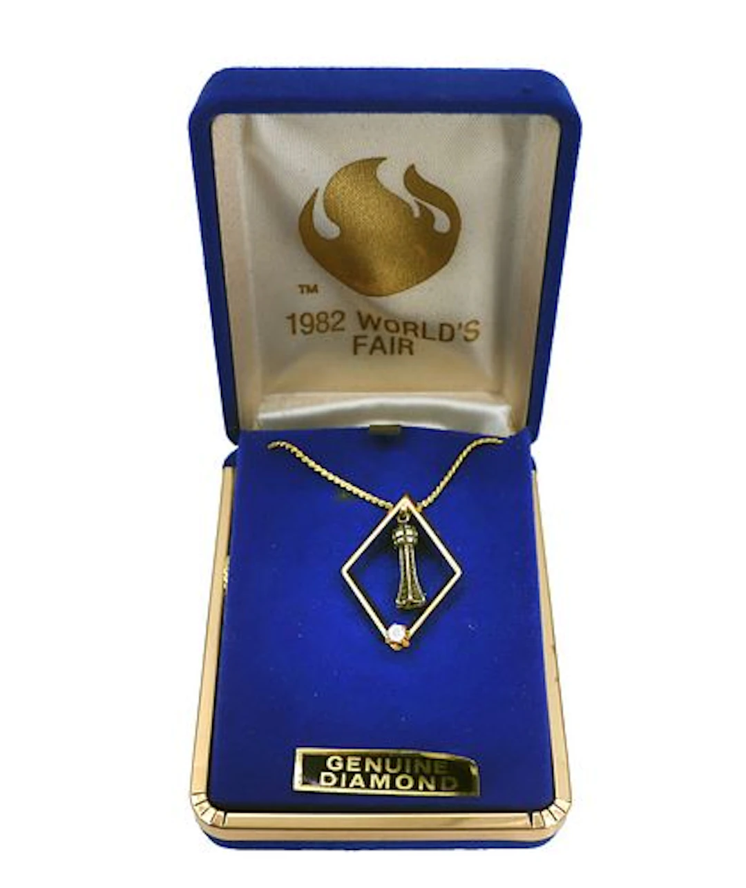 1982 World's Fair Commemorative Diamond and Gold Plated Necklace