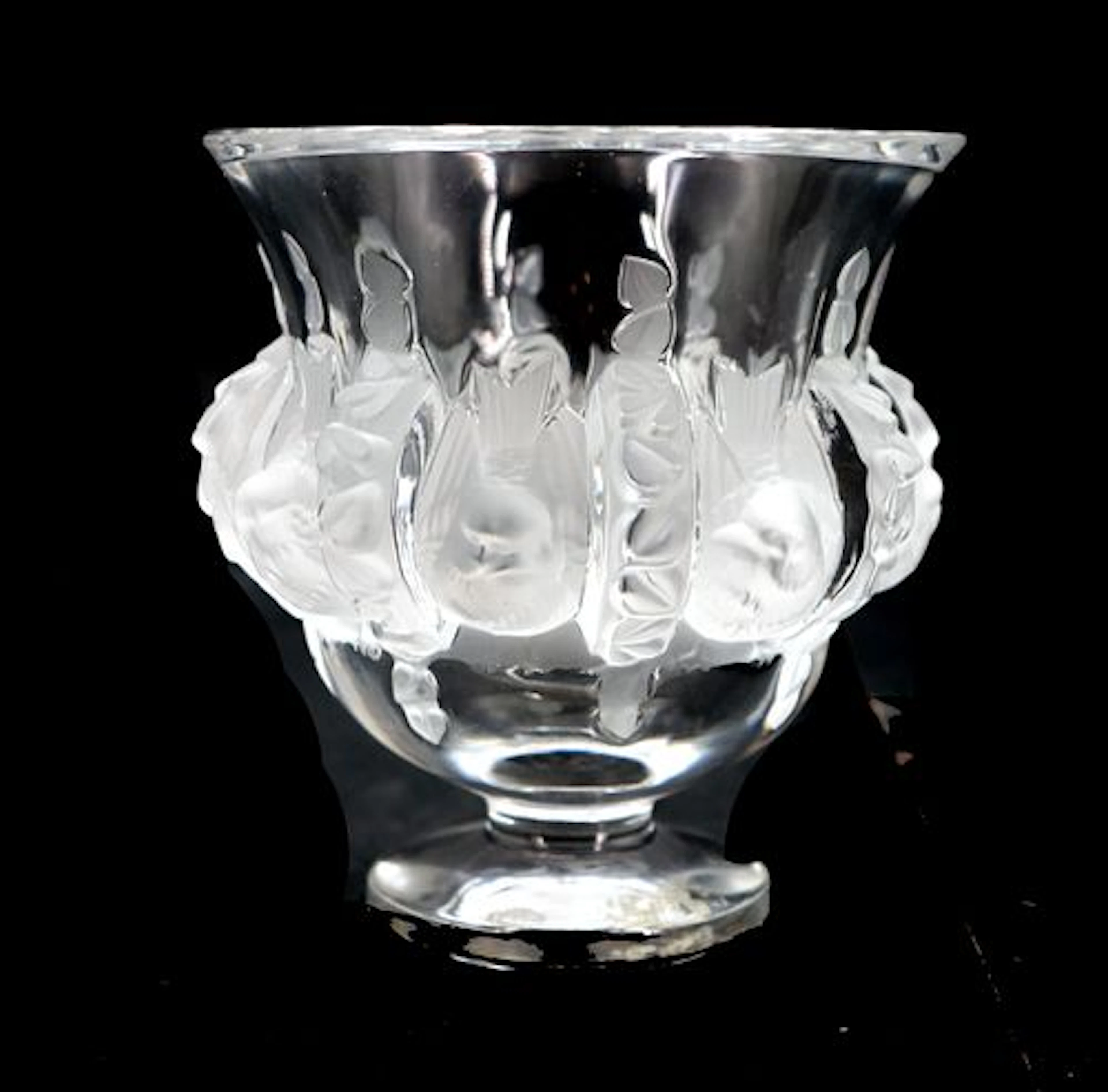 French Lalique Crystal Dampierre Love Birds Vase