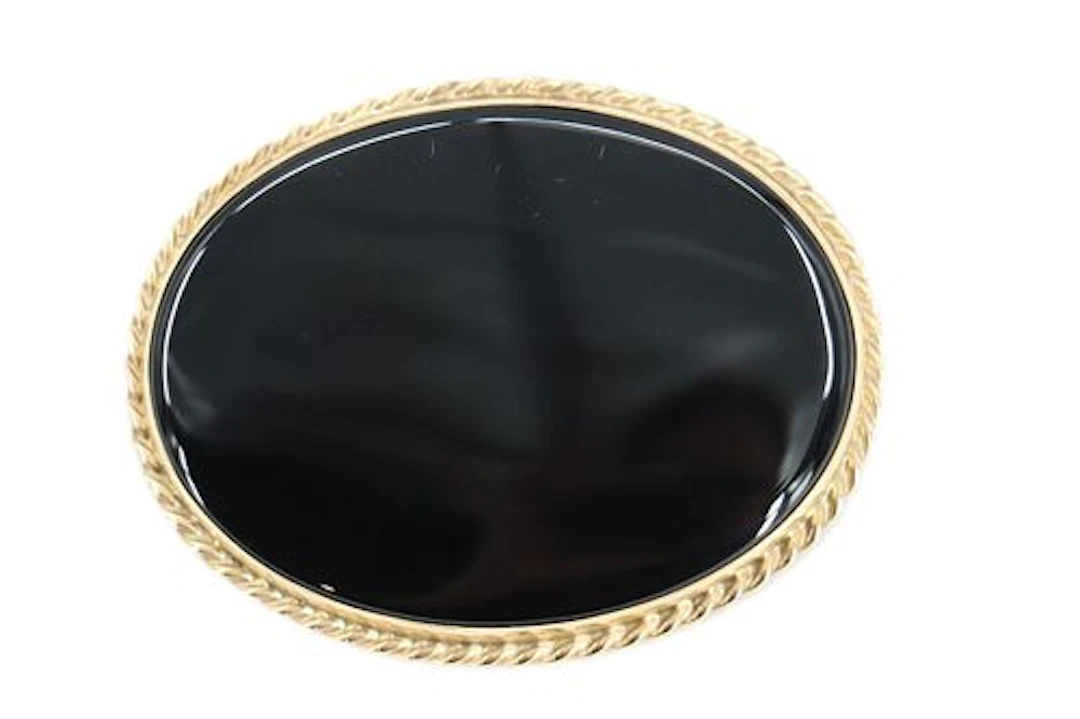 Marked 14k Gold and Onyx Brooch/Pendant - Gross 11.9 g.