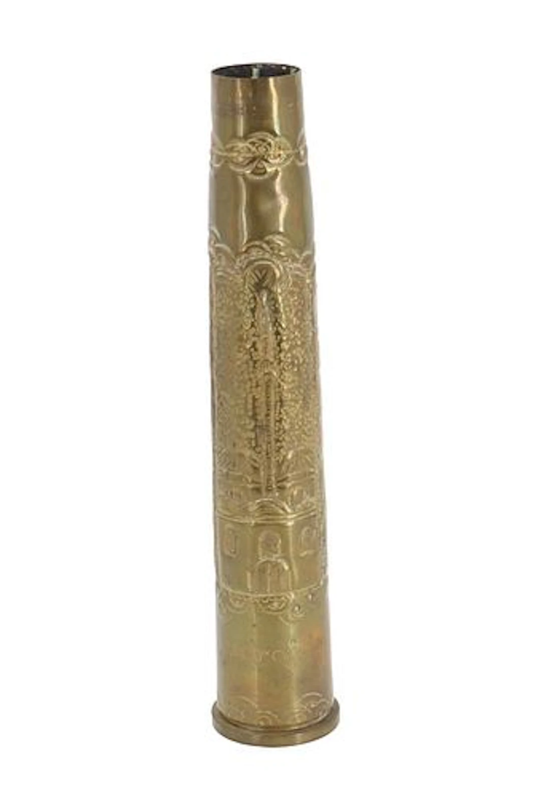 Vintage Bosnian Trench Art Brass Embossed Artillery Shell