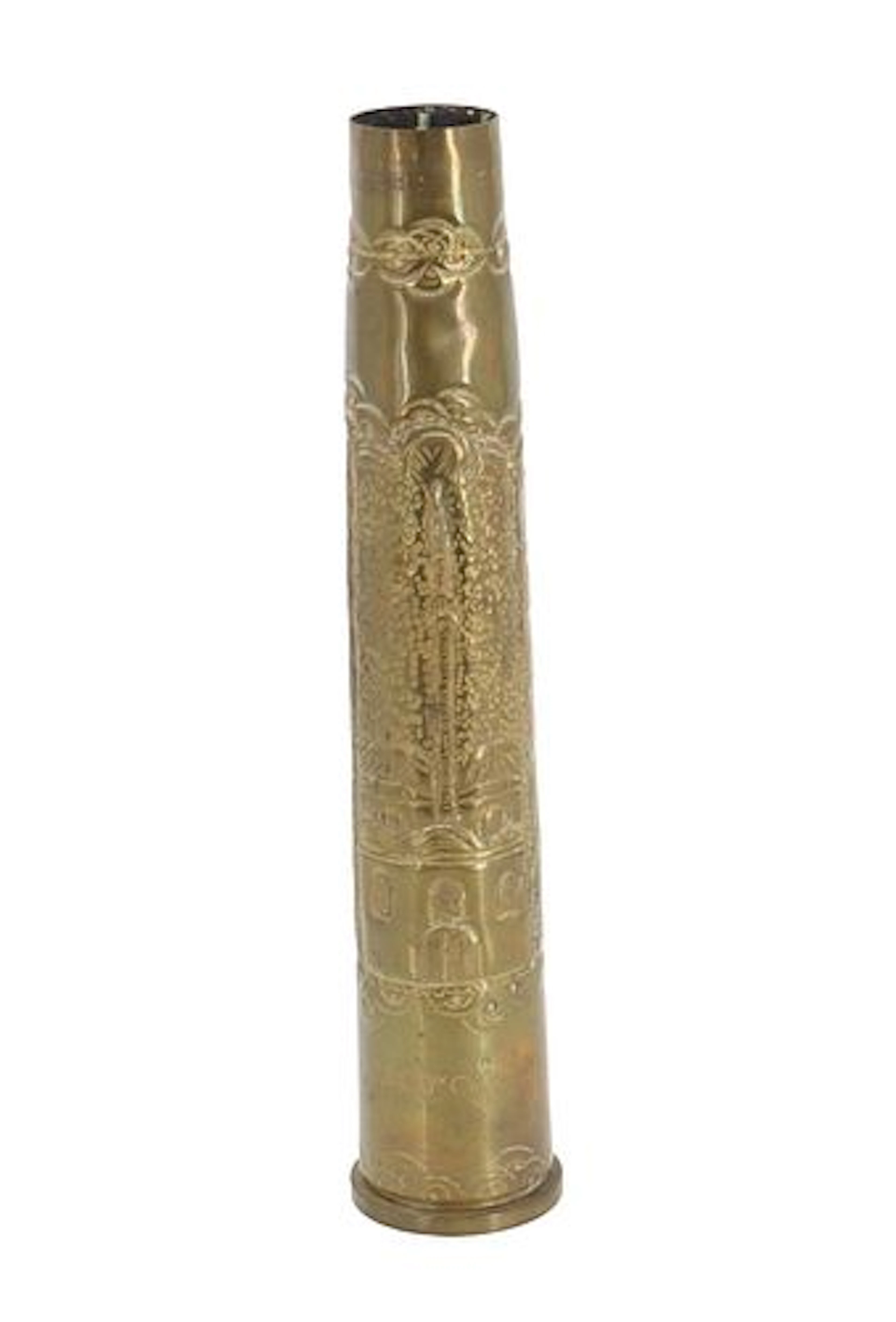 Vintage Bosnian Trench Art Brass Embossed Artillery Shell