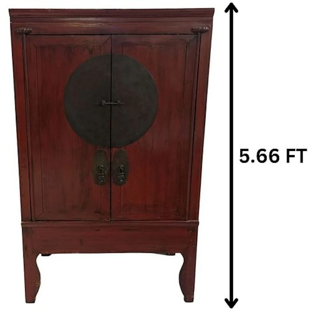 Chinese Red Lacquered Wedding Cabinet