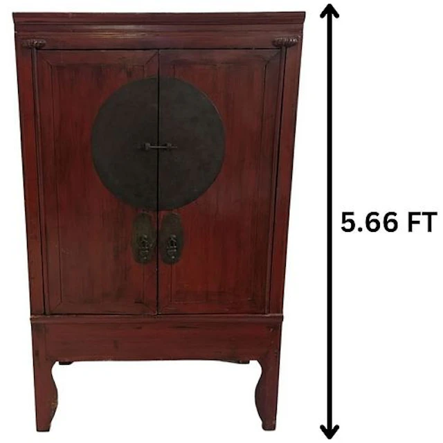 Chinese Red Lacquered Wedding Cabinet