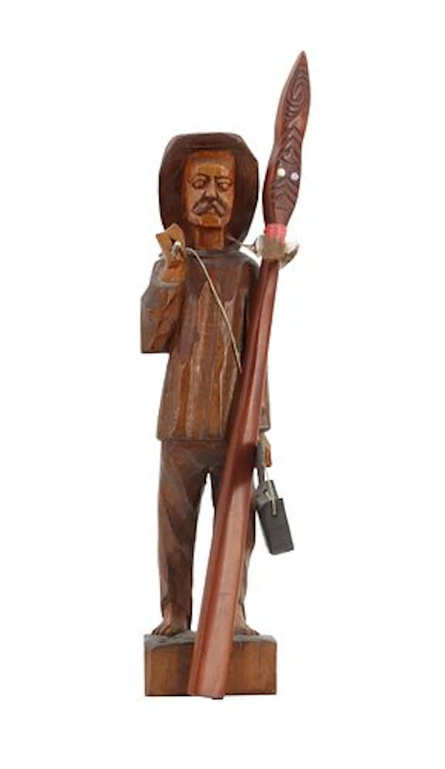 Central American Hand Carved Folk Art Figurine of Fisherman